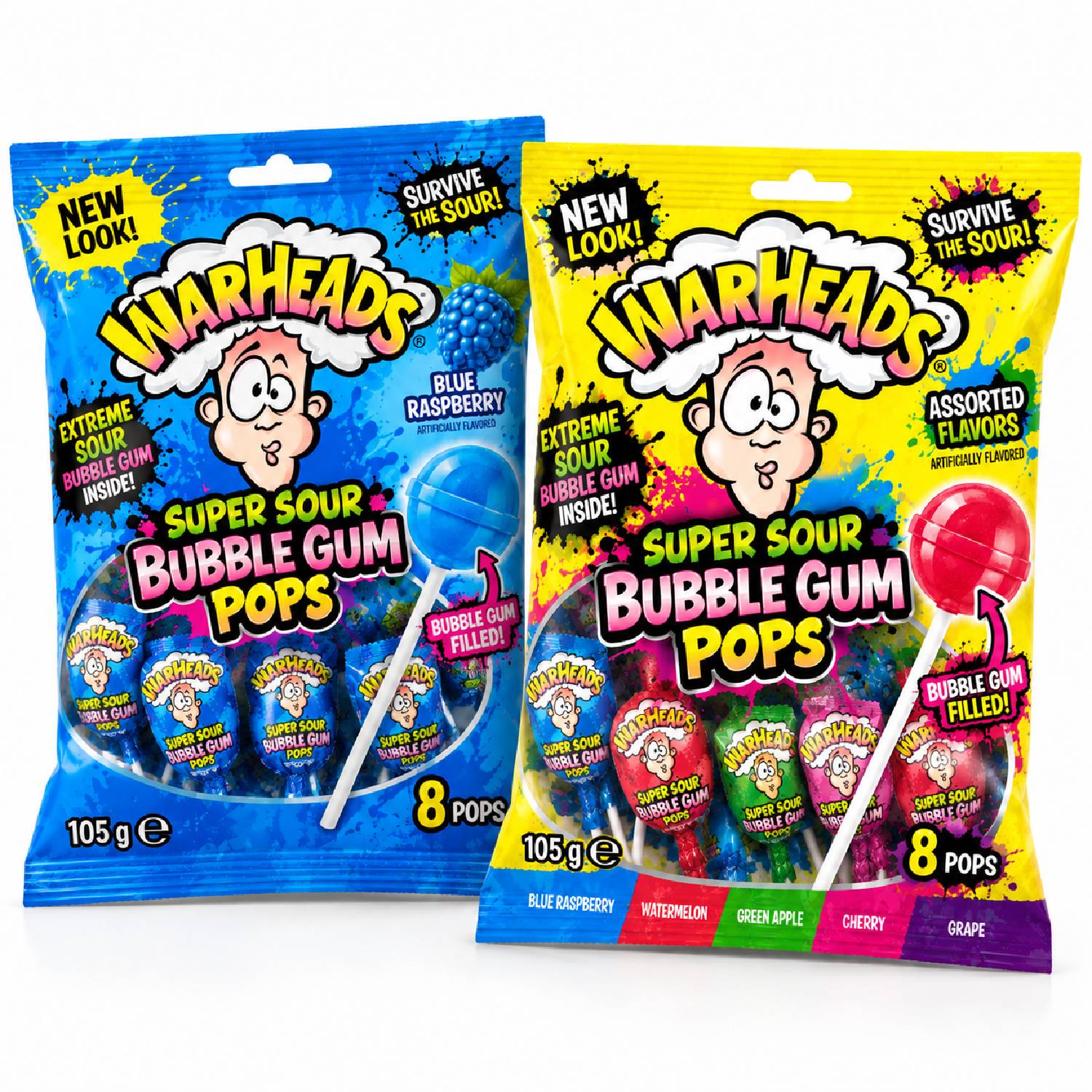 Kit 2 Warheads Super Sour Bubble Gum Pops 105g Cada foto 5