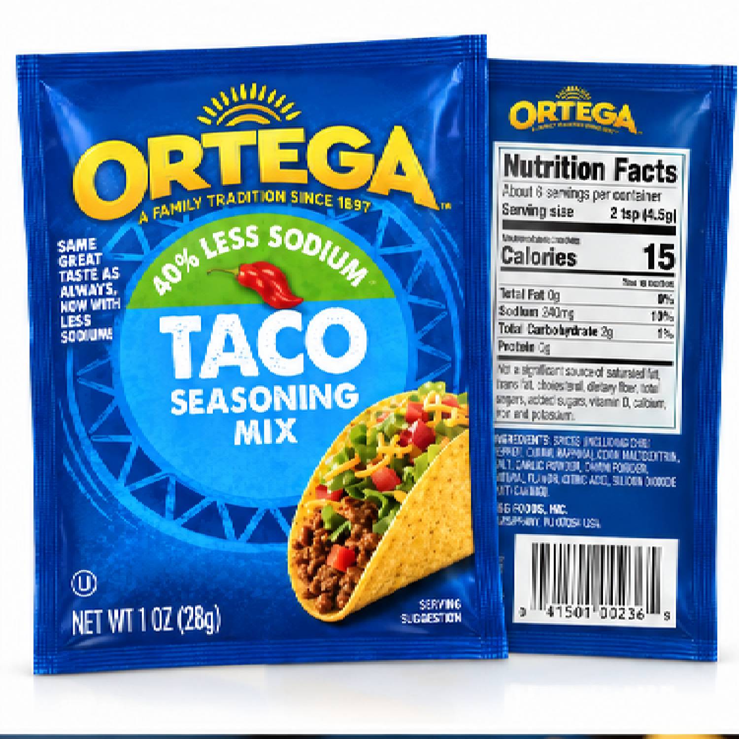 Tempero para Taco Ortega 40% Menos Sódio 28g foto 2