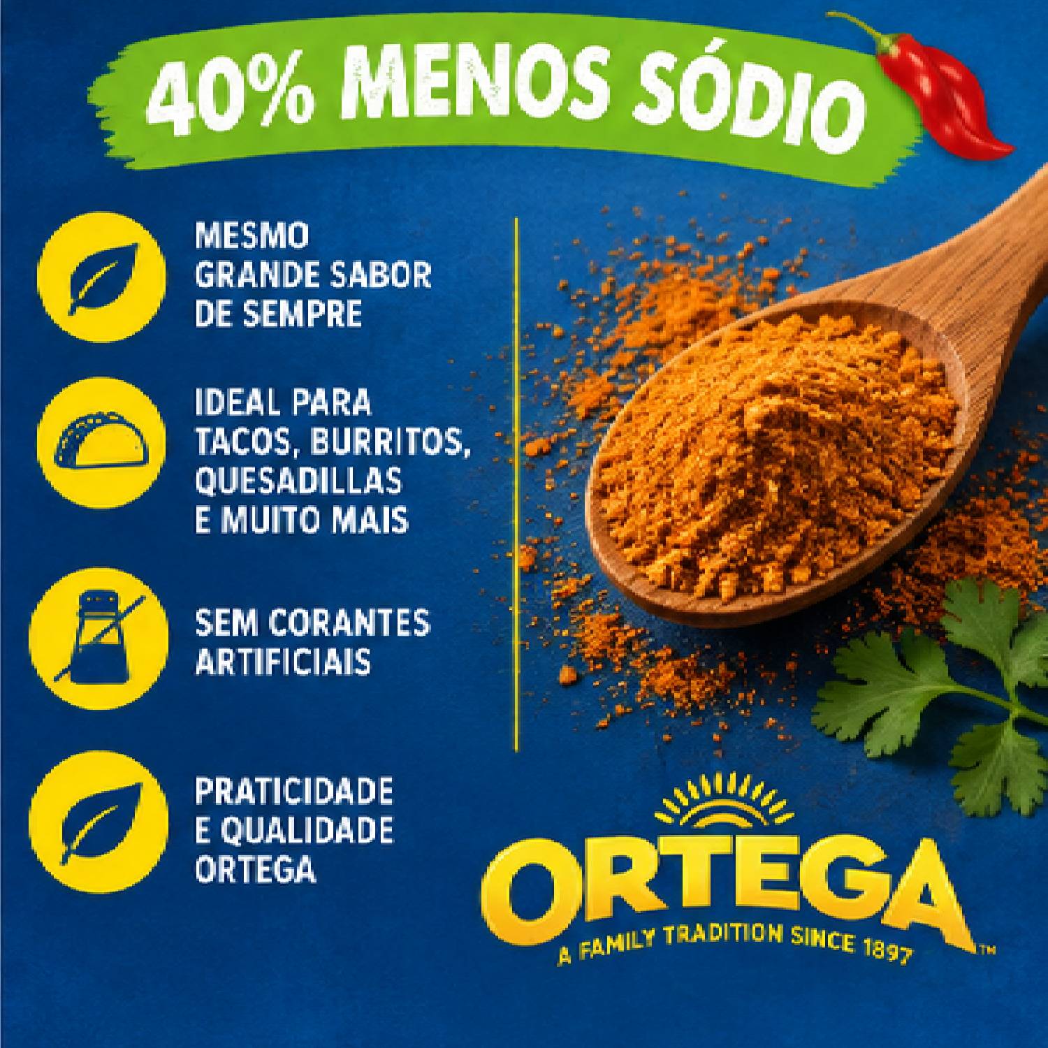 Tempero para Taco Ortega 40% Menos Sódio 28g foto 4