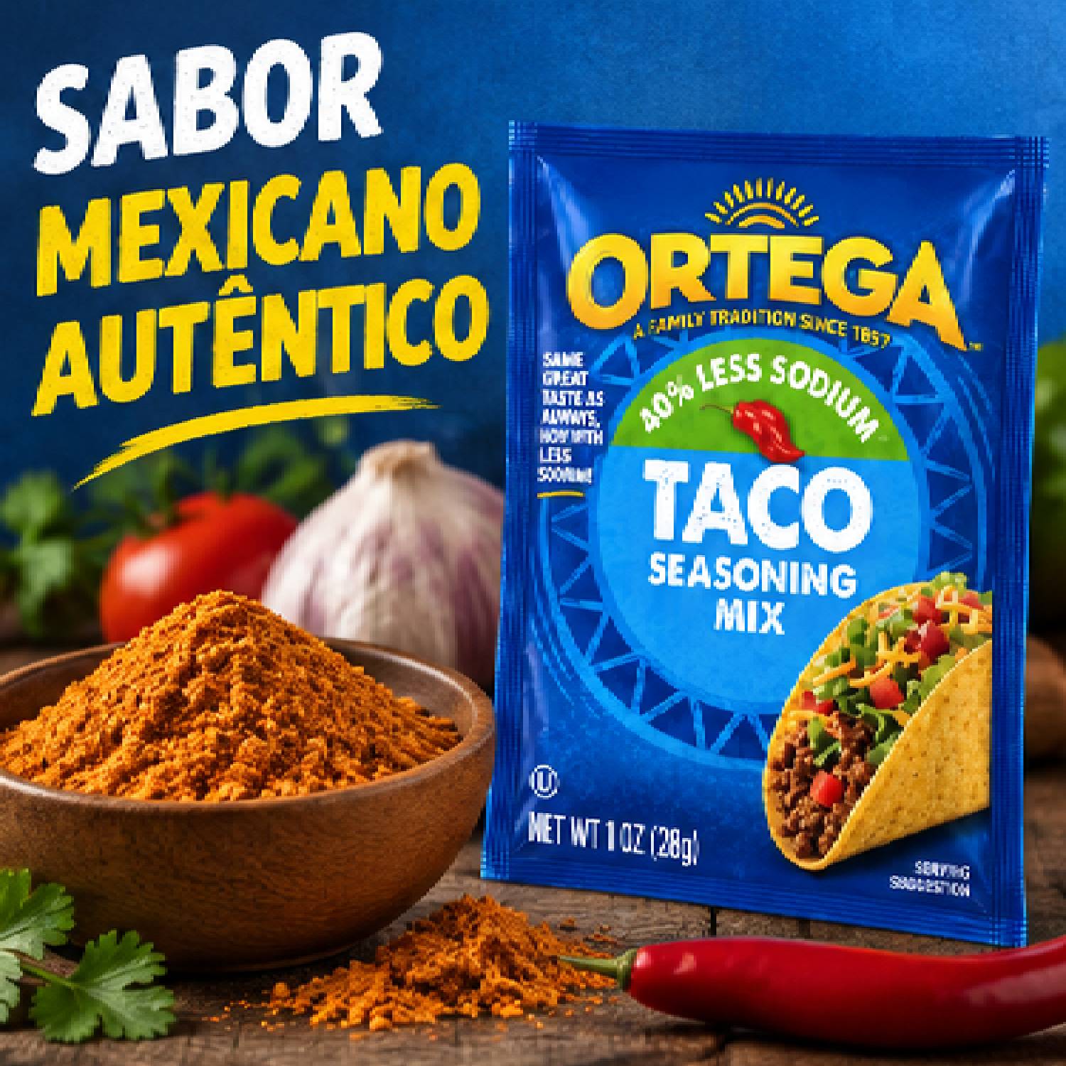 Tempero para Taco Ortega 40% Menos Sódio 28g foto 5