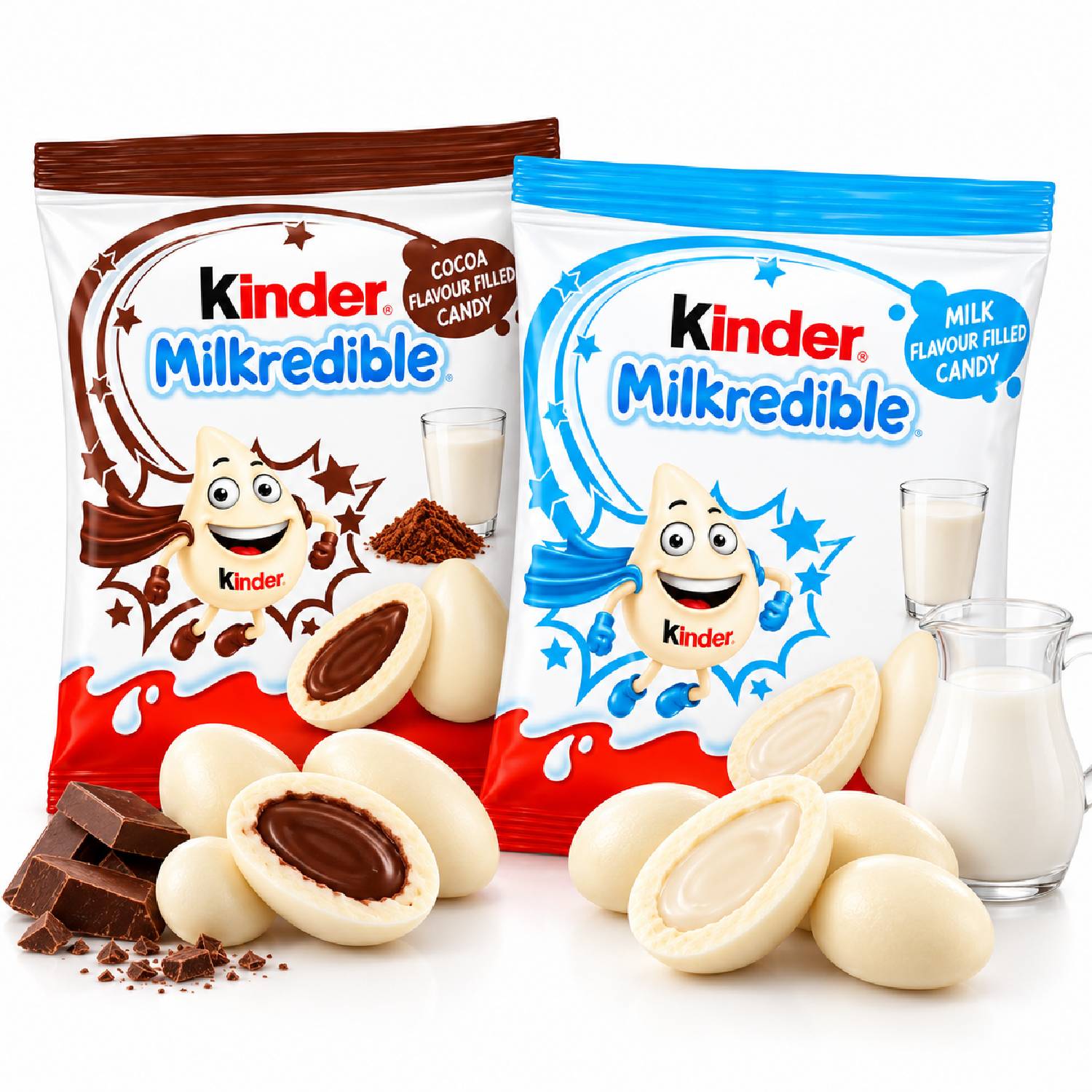 Kit 2 Kinder Milkredible Recheio de Leite e Chocolate 46,8g