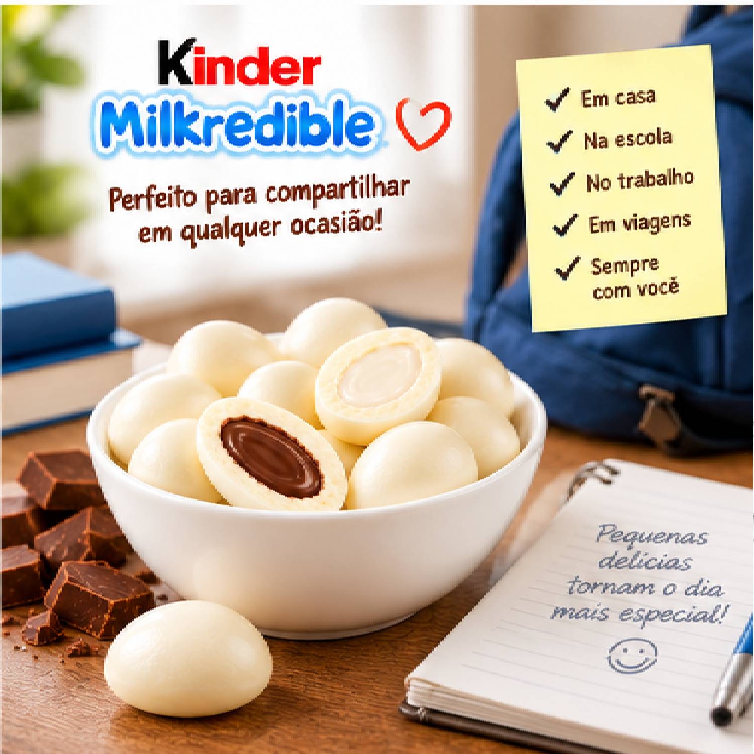 Kit 2  Kinder Milkredible Recheio de Leite e Chocolate 46,8g foto 5