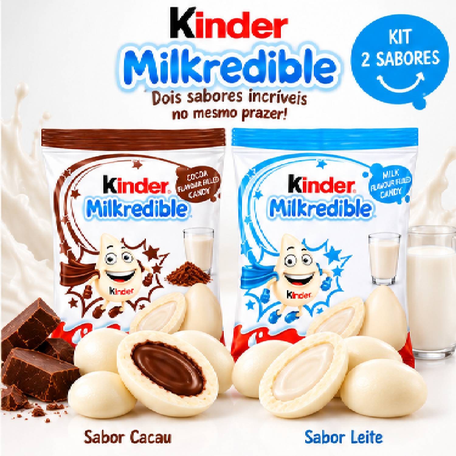 Kit 2  Kinder Milkredible Recheio de Leite e Chocolate 46,8g foto 6