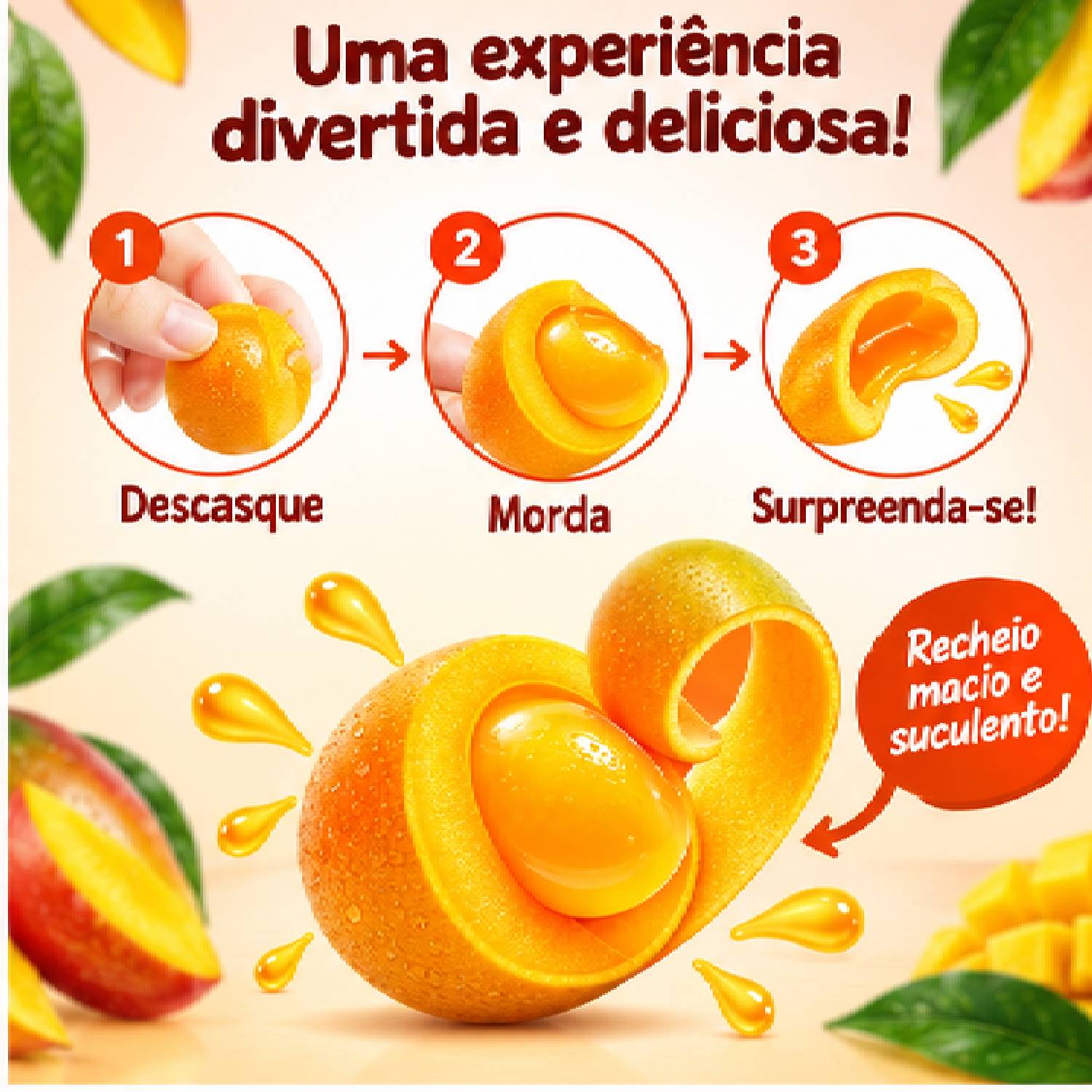 Bala Peel Candy Manga 75g (Bala Descascável de Manga) foto 3