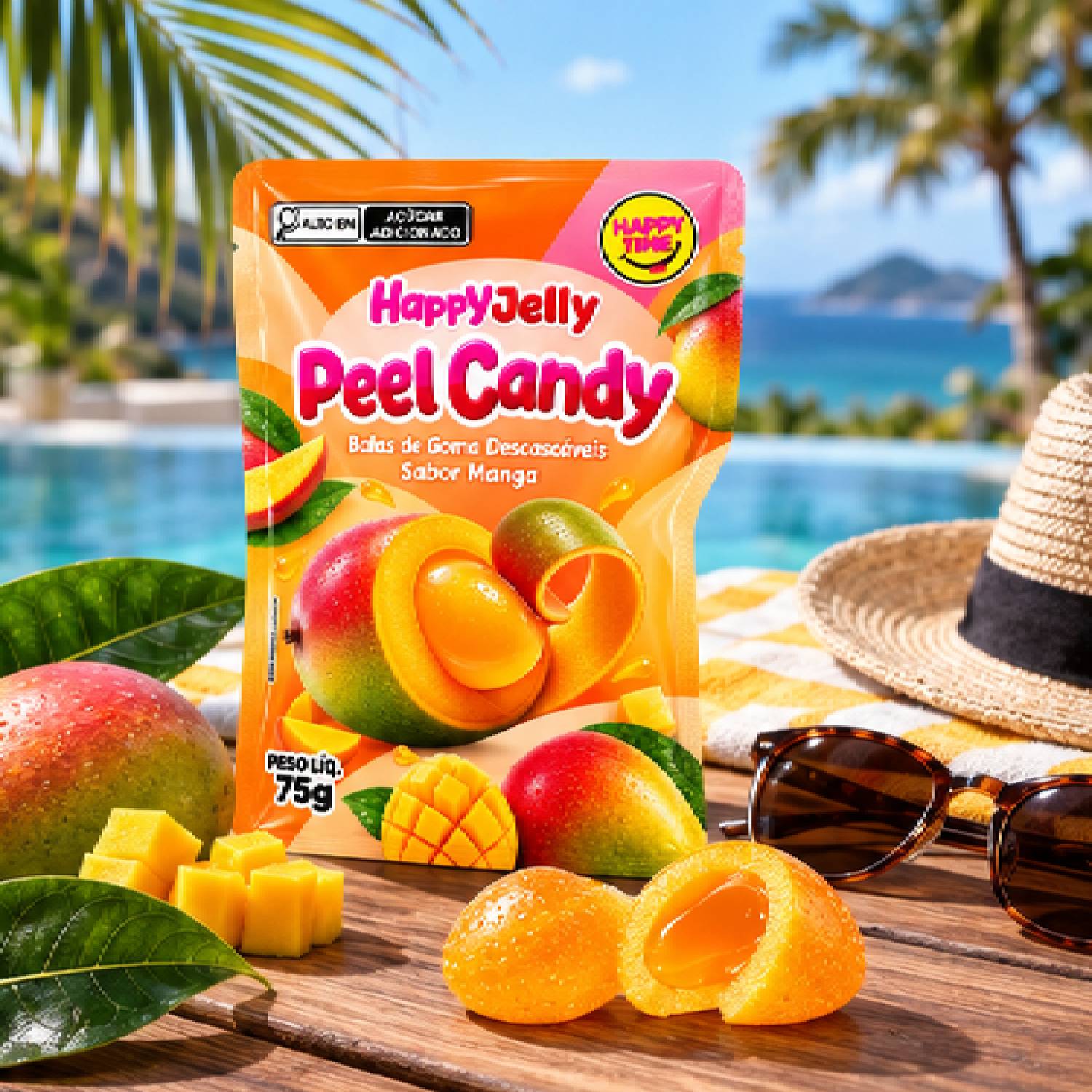 Bala Peel Candy Manga 75g (Bala Descascável de Manga) foto 6