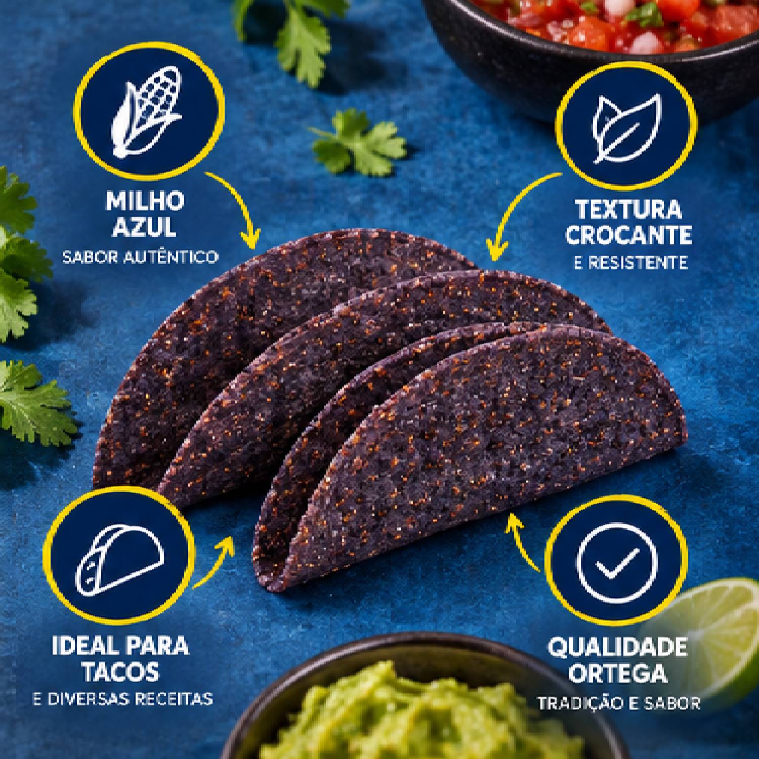 Taco Shells Ortega Milho Azul 12 Unidades 138g foto 2