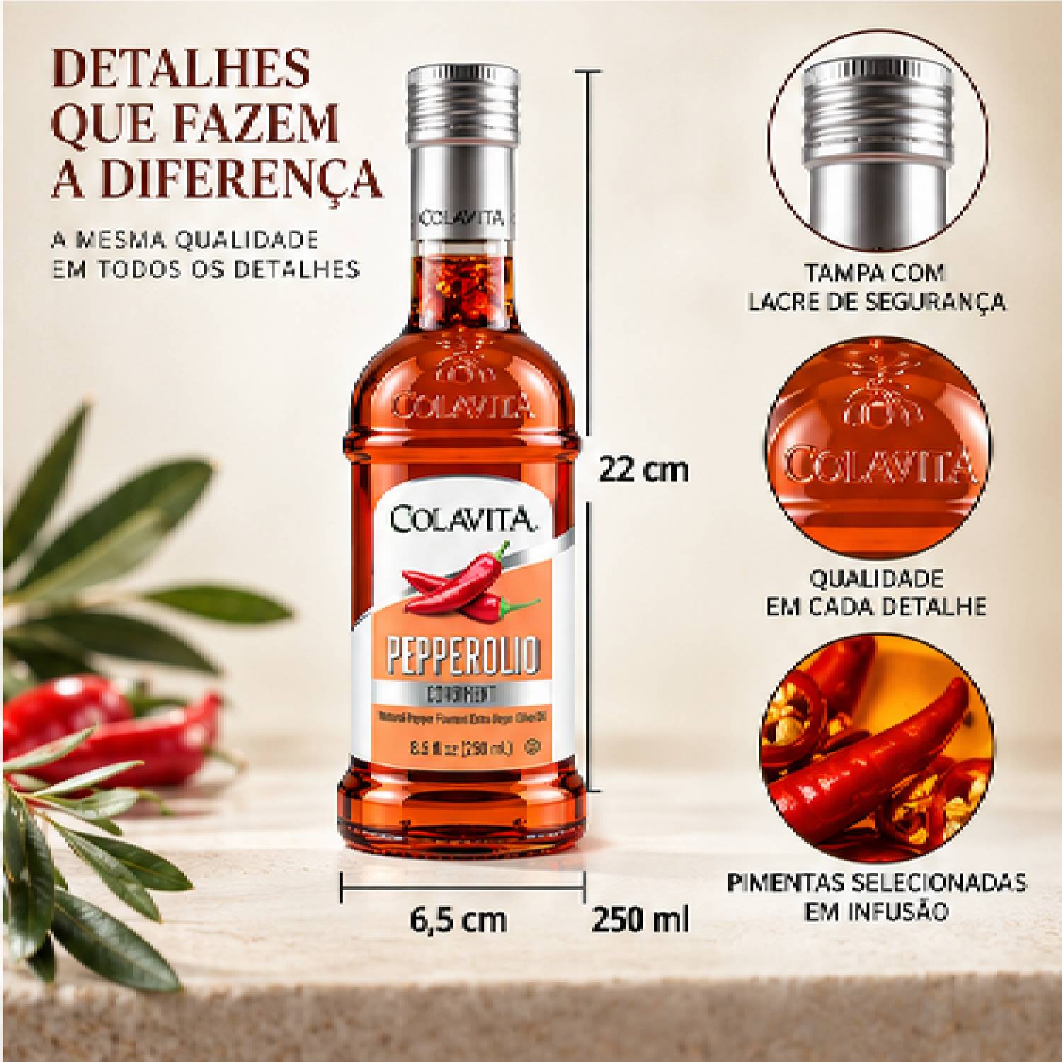 Azeite Extra Virgem com Pimenta Colavita Pepperolio 250ml foto 2