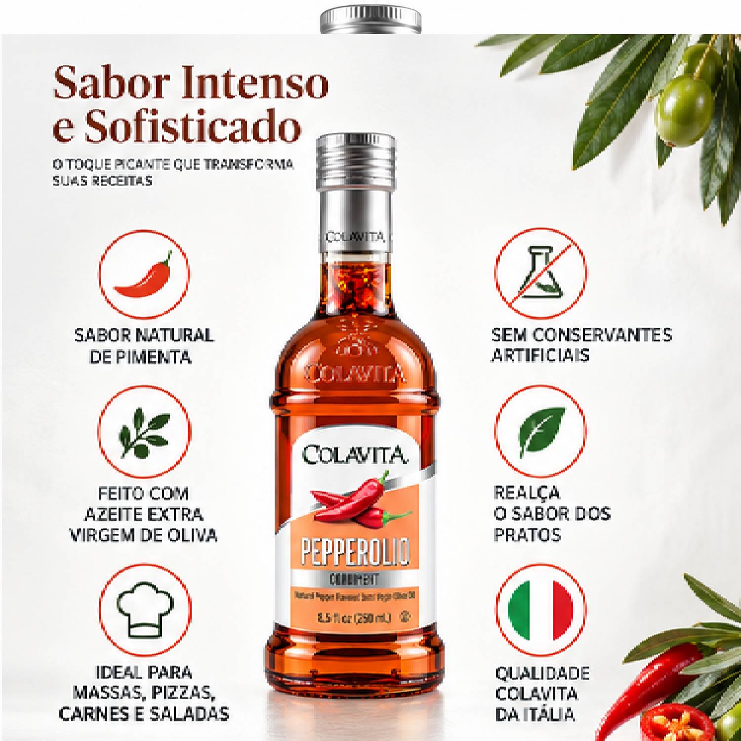 Azeite Extra Virgem com Pimenta Colavita Pepperolio 250ml foto 3