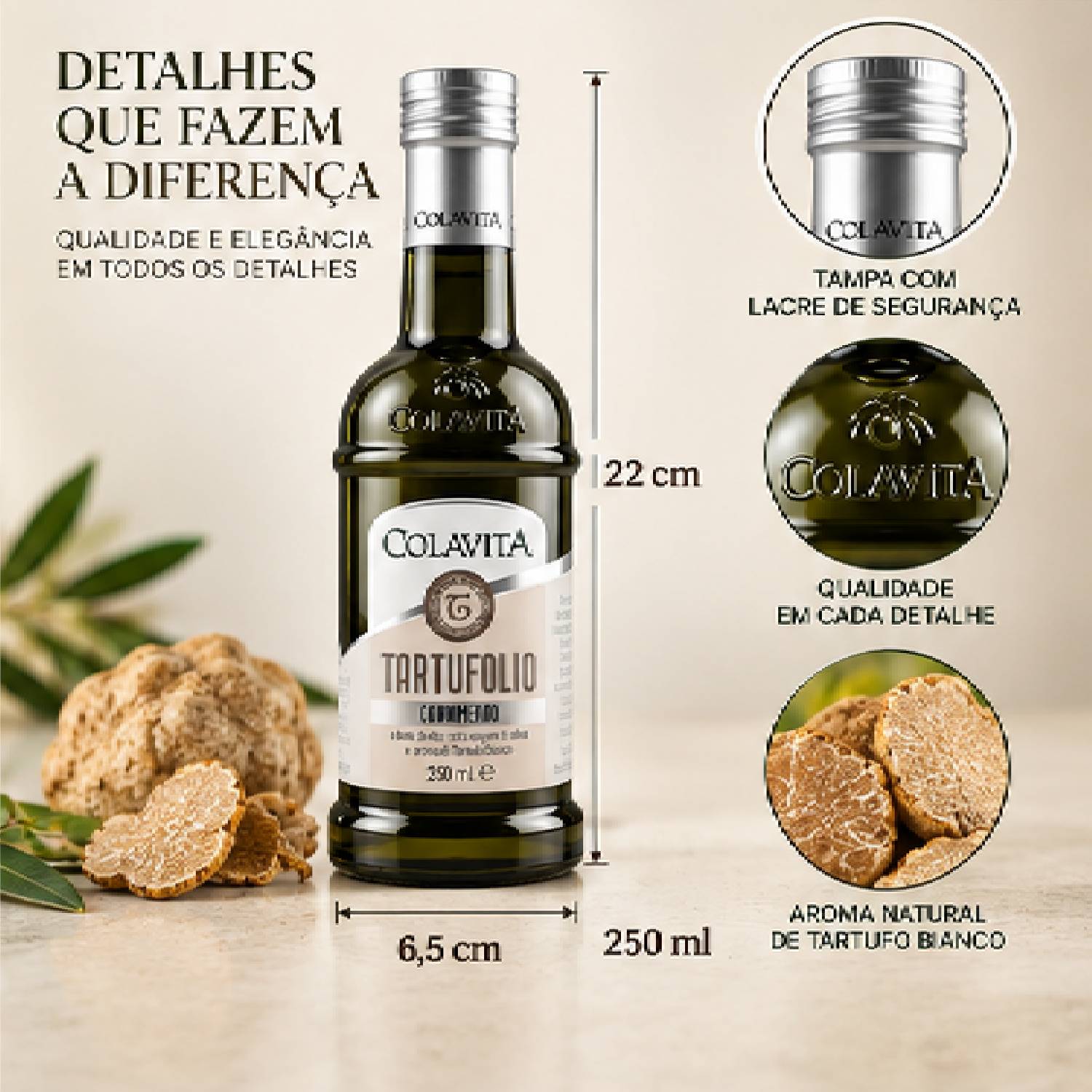 Azeite Extra Virgem com Trufas Colavita Truffolio 250ml foto 2
