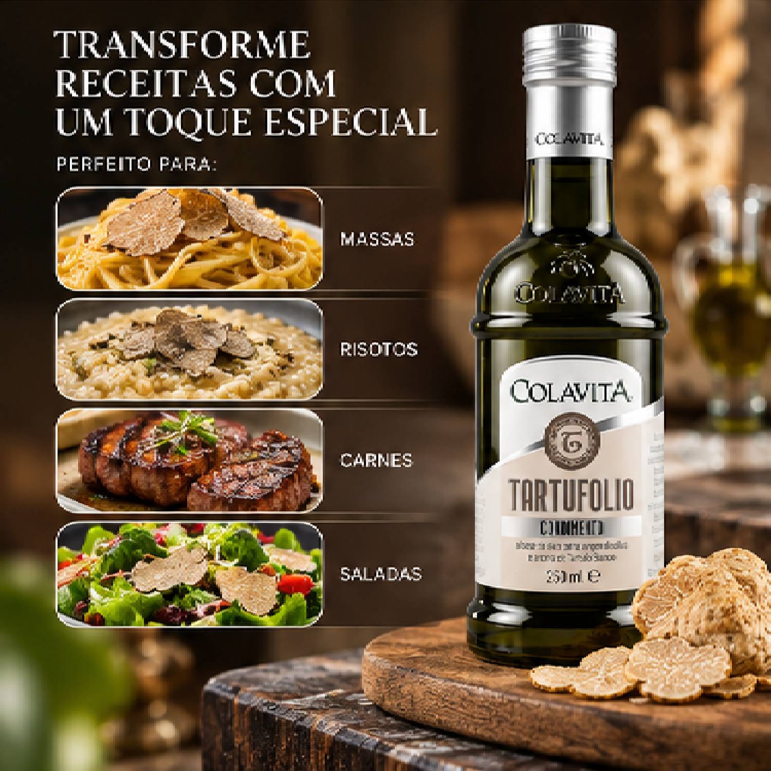 Azeite Extra Virgem com Trufas Colavita Truffolio 250ml foto 8