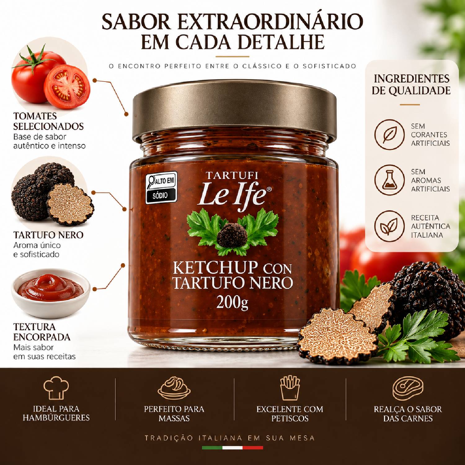 Ketchup com Trufa Negra Italiana Le Ife 180g Gourmet foto 2