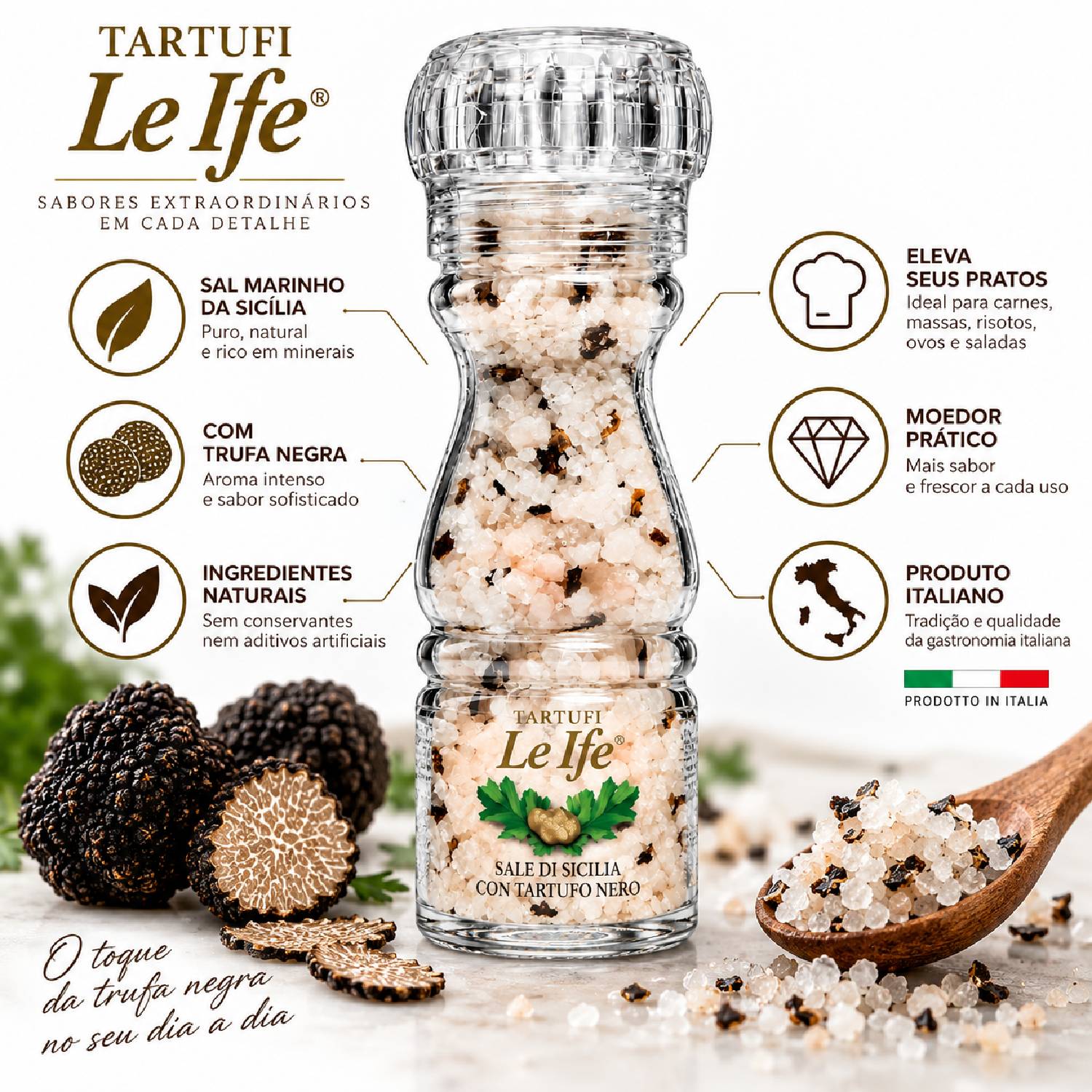 Sal da Sicilia com Tartufo Negro c/ Moedor LE IFE 100g foto 2