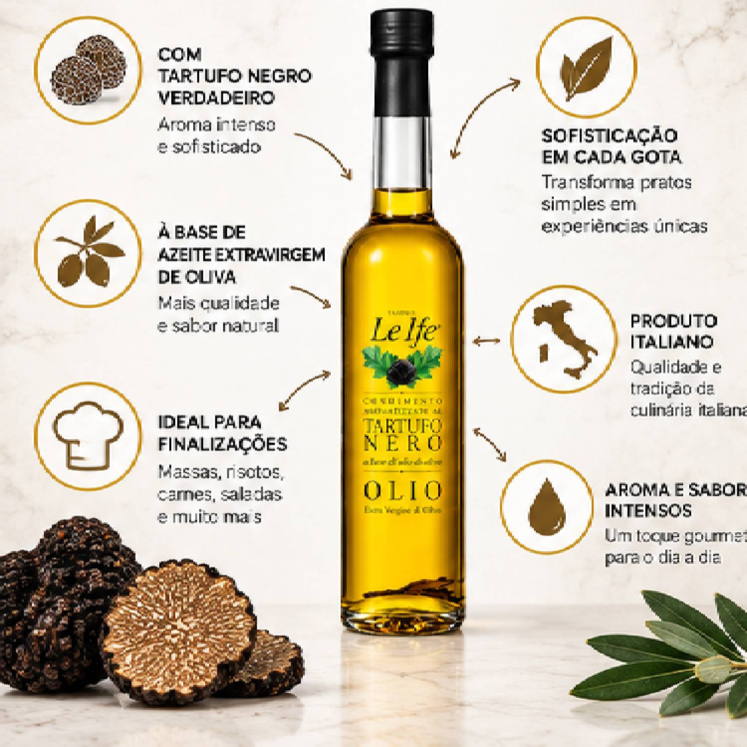 Azeite de Oliva Extra Virgem com Trufas Negras Le Ife 100ml foto 2