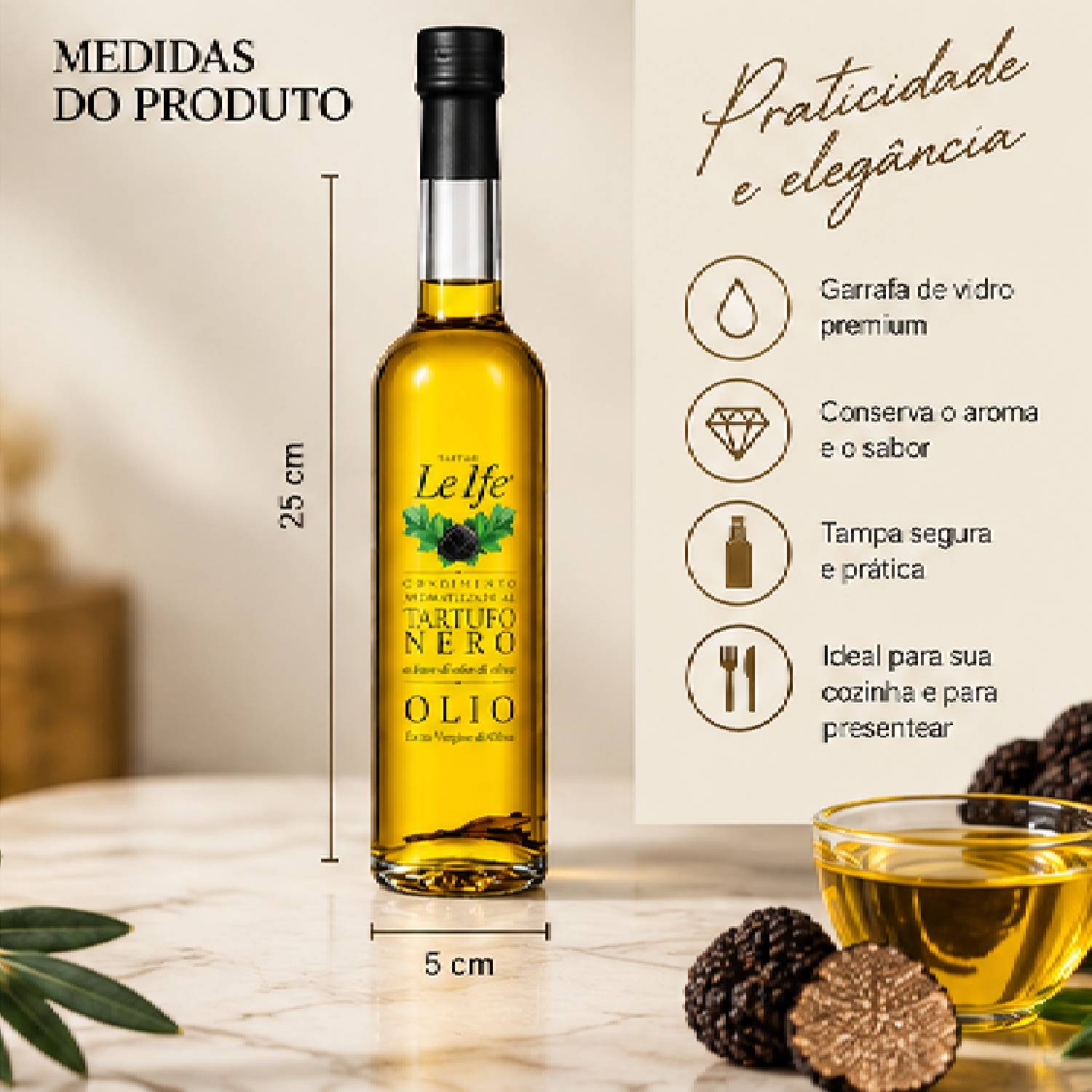 Azeite de Oliva Extra Virgem com Trufas Negras Le Ife 100ml foto 4