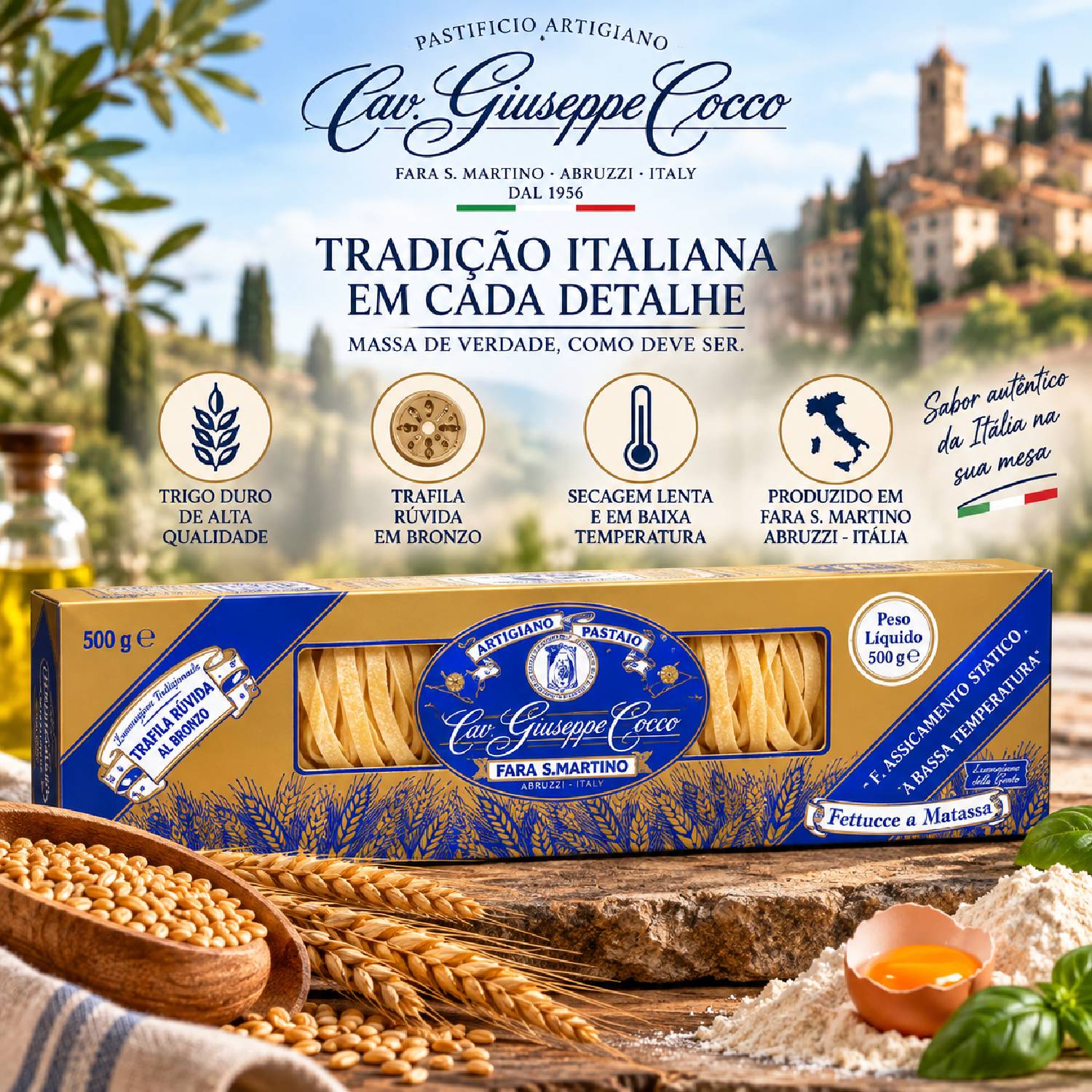 Massa Fettucce Antica Giuseppe Cocco Italiana 500g foto 8