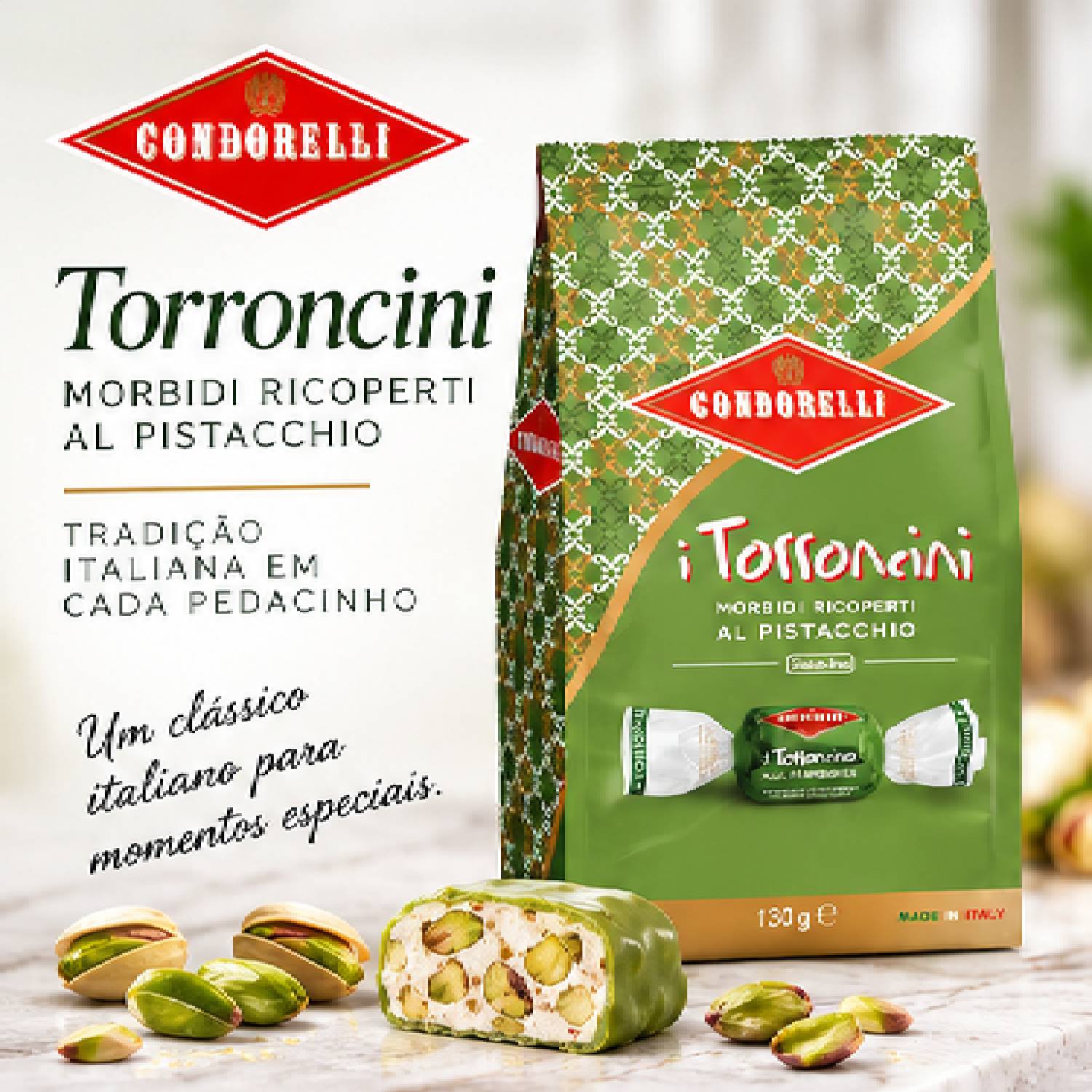 Torroncini Condorelli Pistache Italiano Sachê 130g foto 4