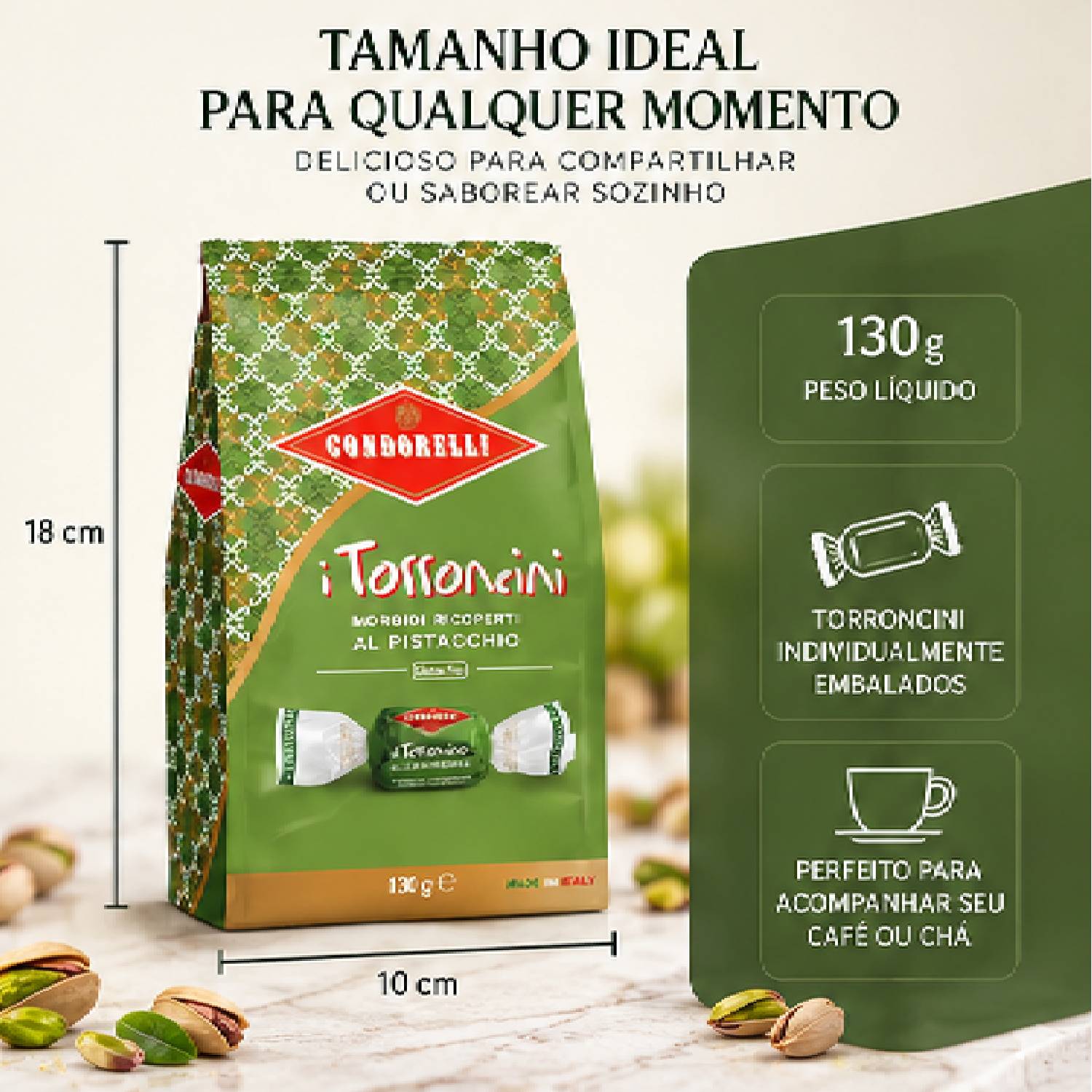 Torroncini Condorelli Pistache Italiano Sachê 130g foto 5