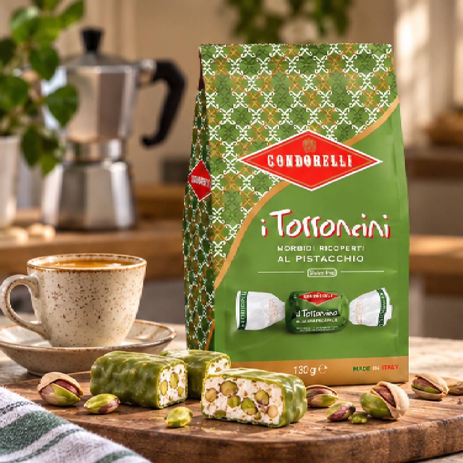 Torroncini Condorelli Pistache Italiano Sachê 130g foto 8