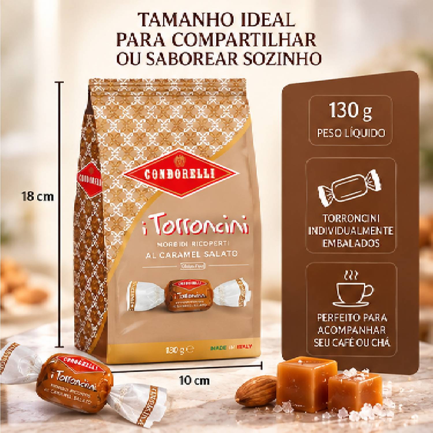 Torroncini Condorelli Caramelo Salgado Italiano 130g foto 4