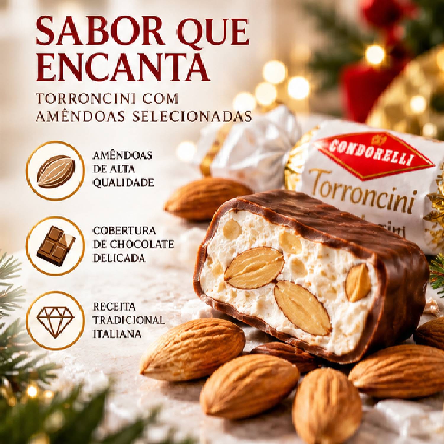 Torrone Condorelli Torroncini Lata Árvore de Natal 200g foto 2