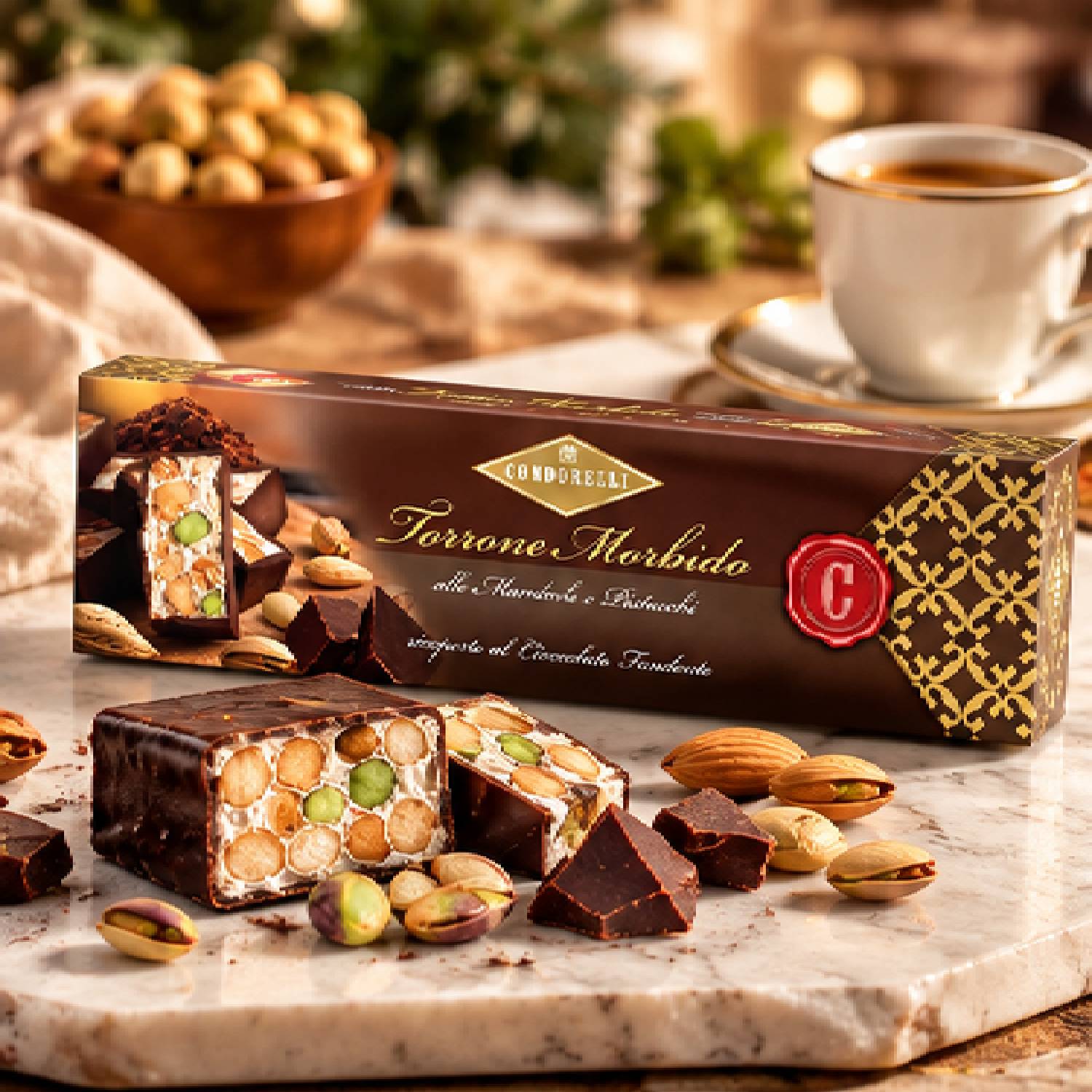 Torrone Condorelli Amêndoas Pistache Chocolate 100g foto 3
