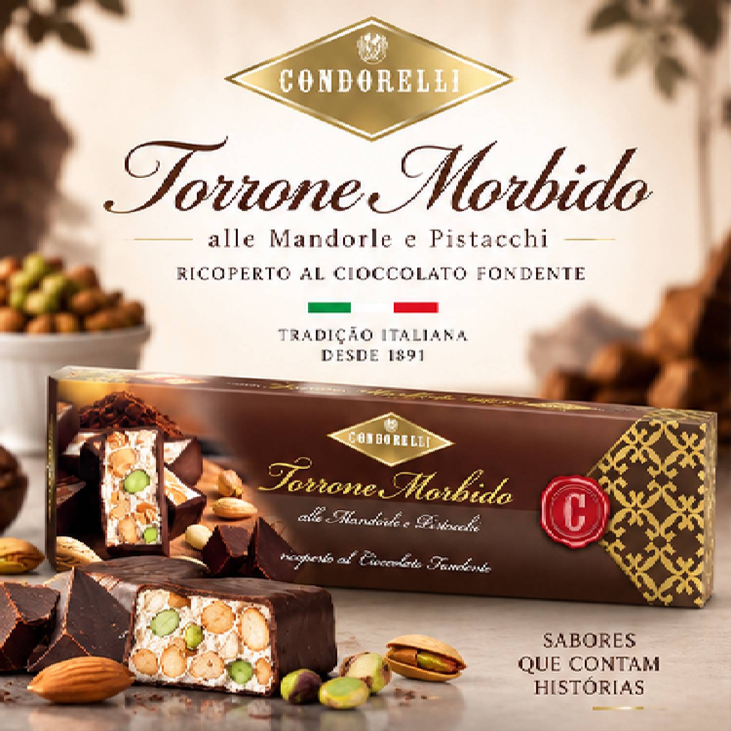 Torrone Condorelli Amêndoas Pistache Chocolate 100g foto 8