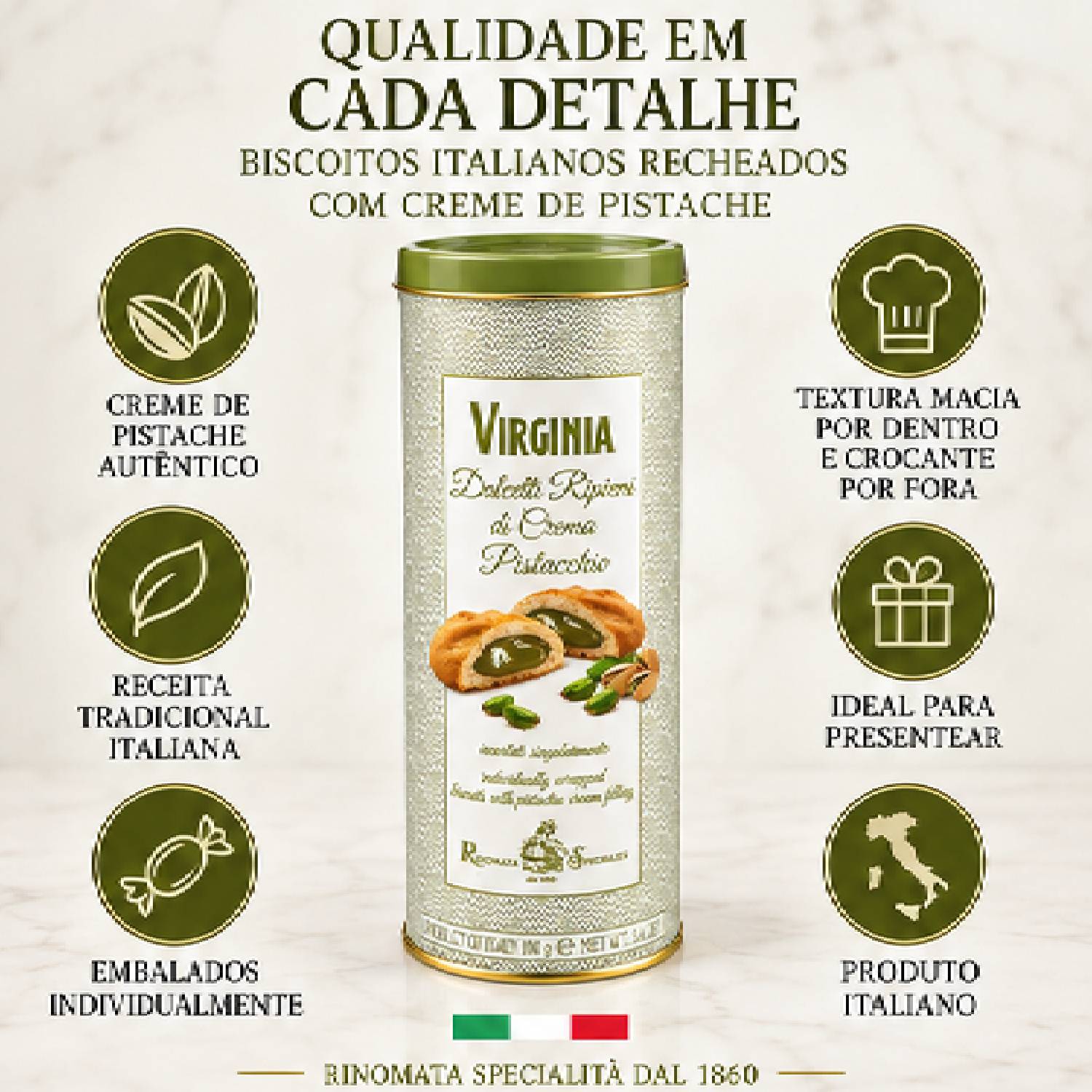 Biscoito Virginia Recheado Creme de Pistache 160g foto 2
