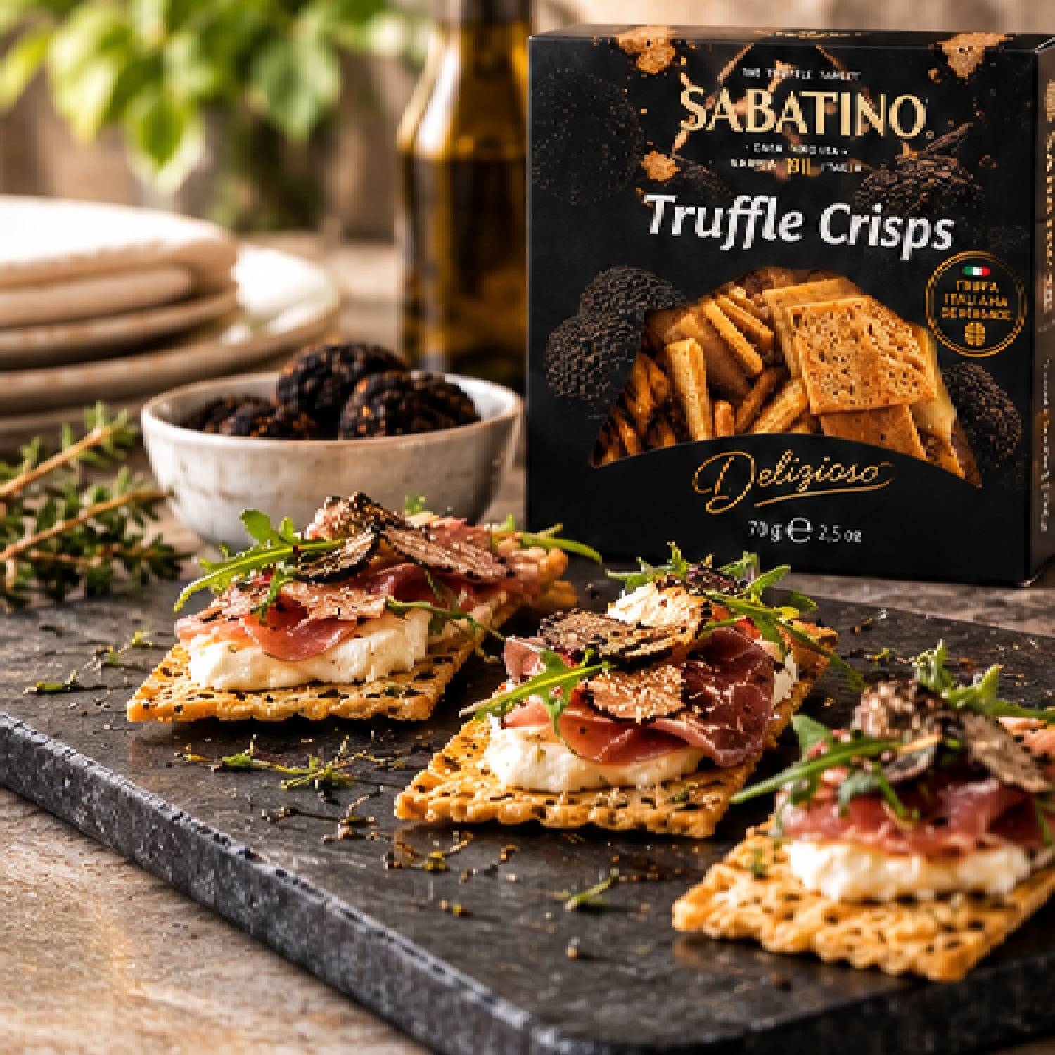 Biscoito de Trufa Sabatino Truffle Crisps 70g foto 3