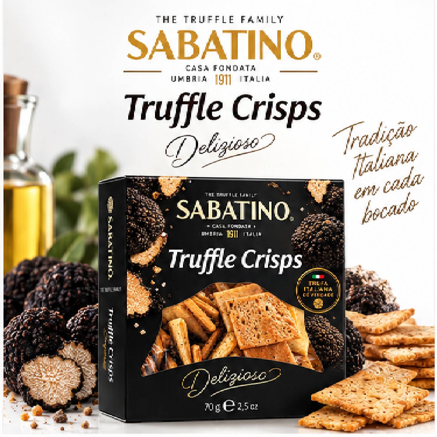 Biscoito de Trufa Sabatino Truffle Crisps 70g foto 4