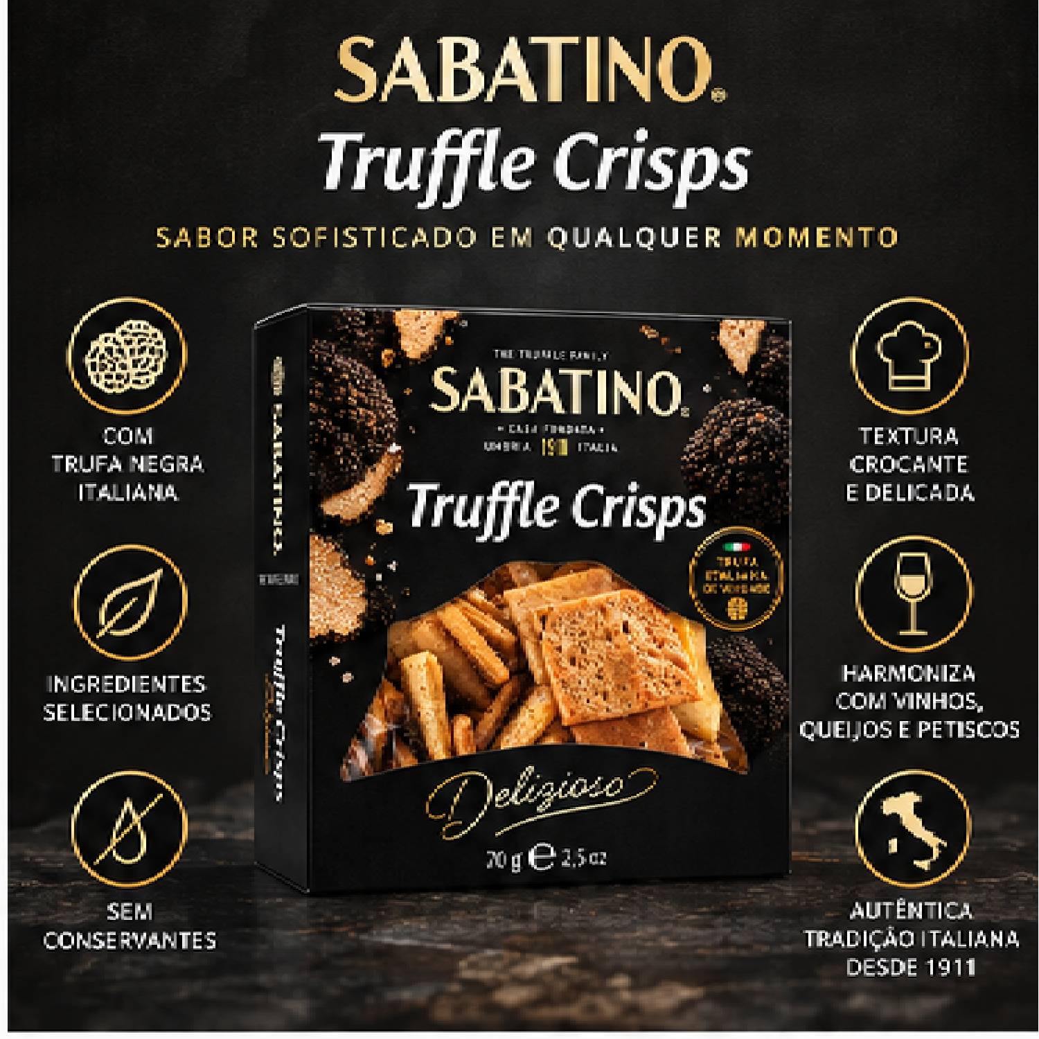 Biscoito de Trufa Sabatino Truffle Crisps 70g foto 8