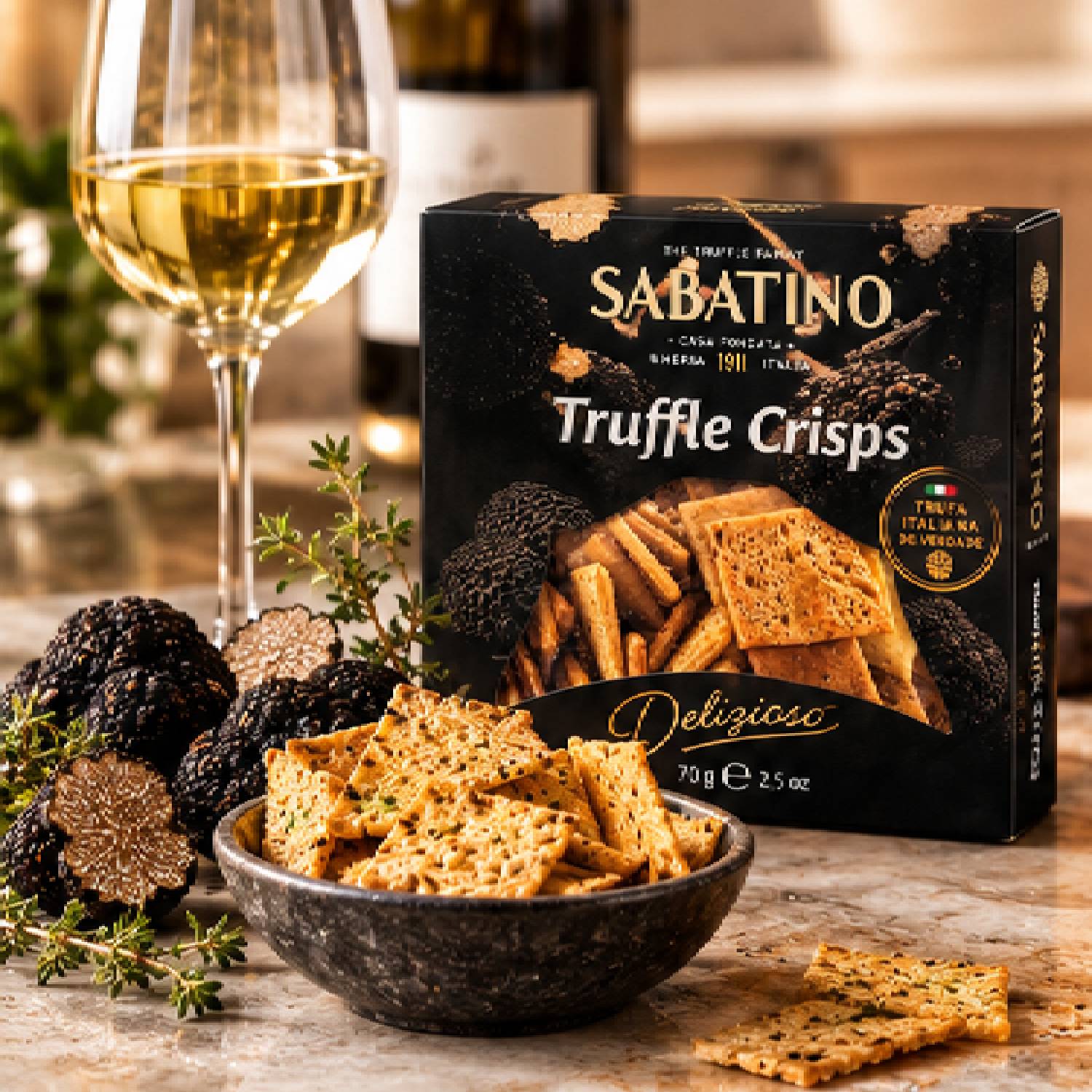 Biscoito de Trufa Sabatino Truffle Crisps 70g foto 9