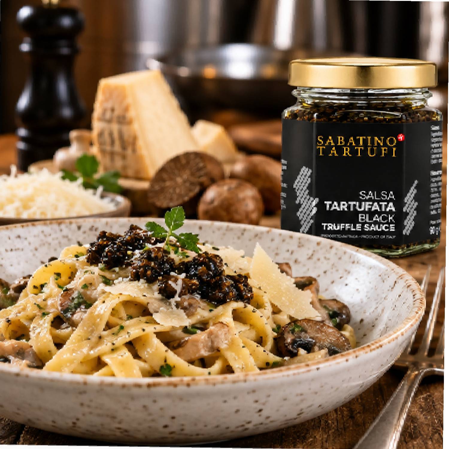 Molho de Trufa Negra Sabatino Tartufi Salsa Tartufata 90g foto 3