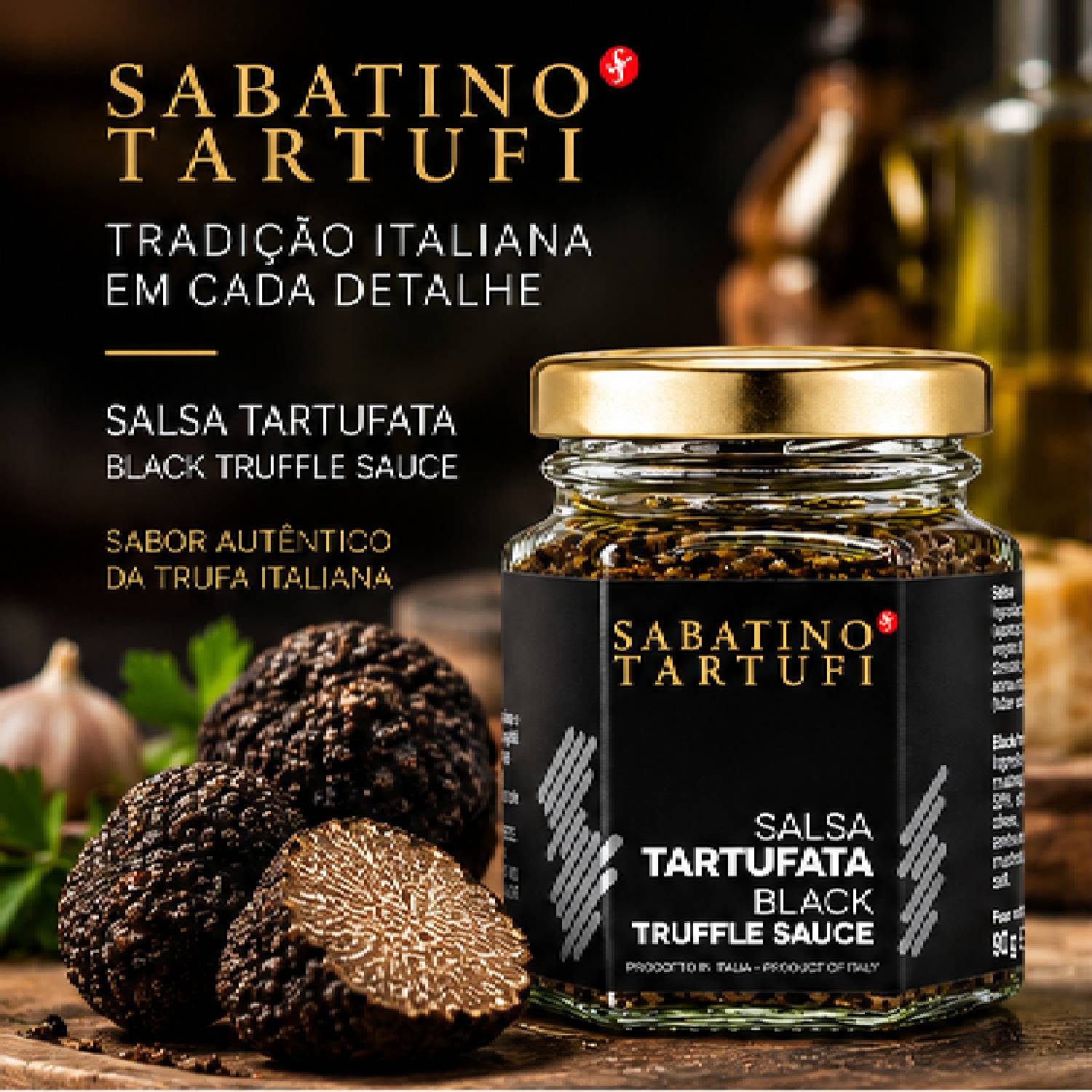 Molho de Trufa Negra Sabatino Tartufi Salsa Tartufata 90g foto 6