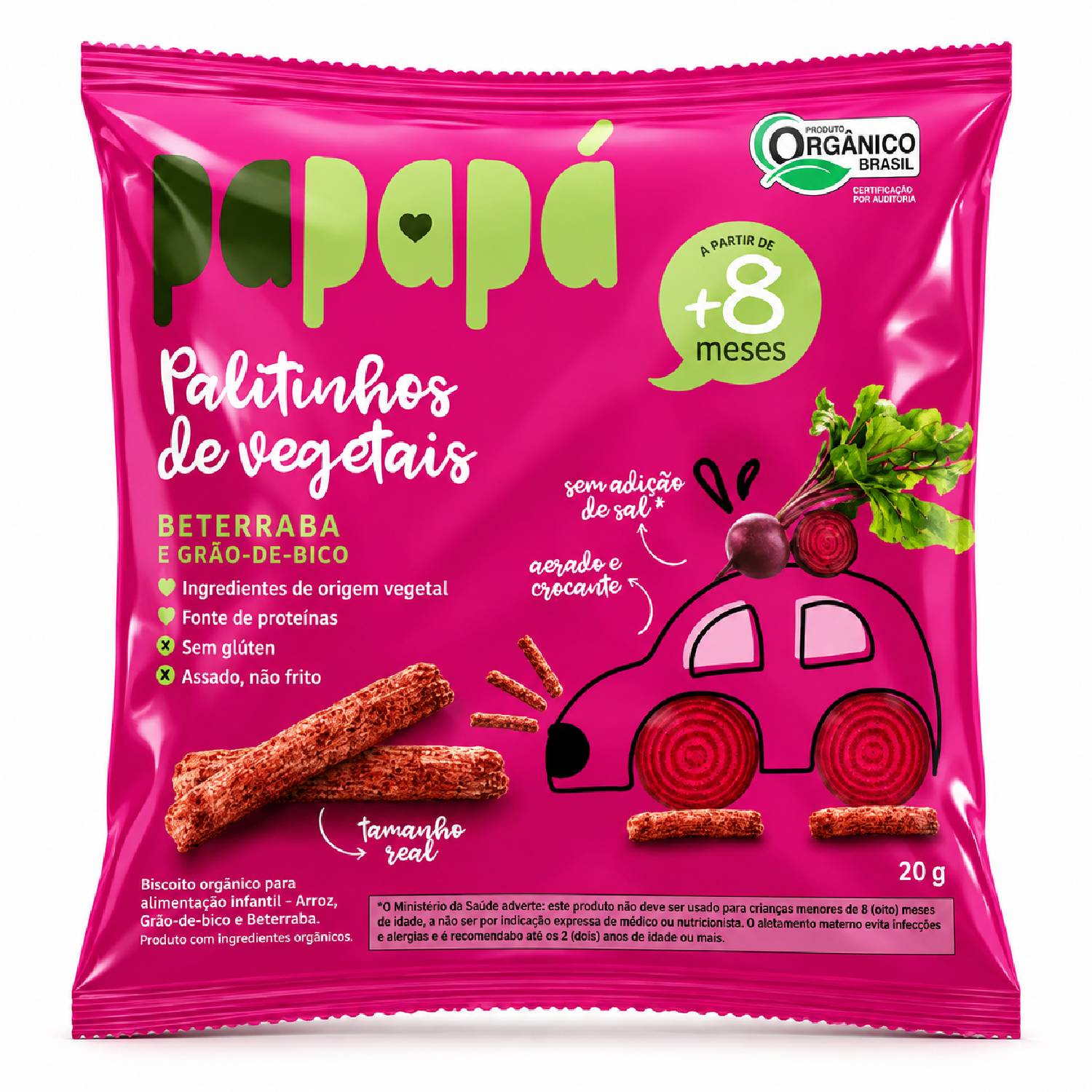 Palitinho Orgânico de Beterraba PAPAPÁ 20g