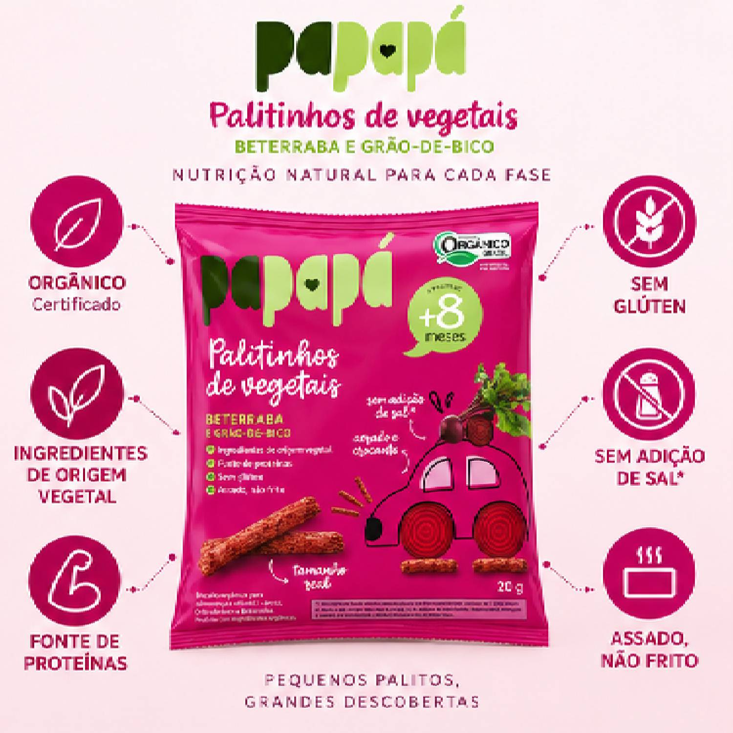 kit 12 Palitinho Orgânico de Beterraba PAPAPÁ 20g foto 4