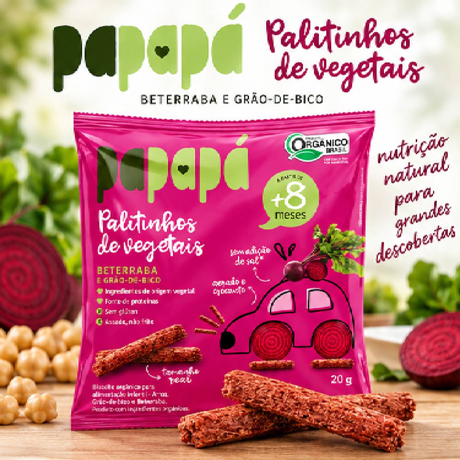 kit 12 Palitinho Orgânico de Beterraba PAPAPÁ 20g foto 5