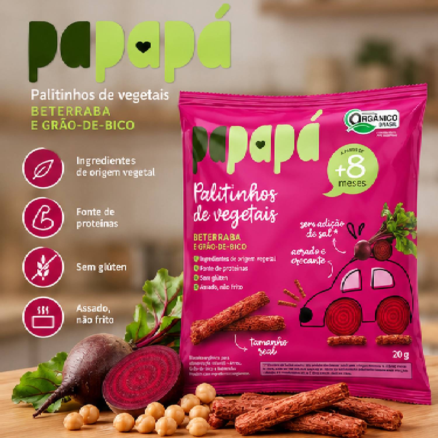 kit 12 Palitinho Orgânico de Beterraba PAPAPÁ 20g foto 8