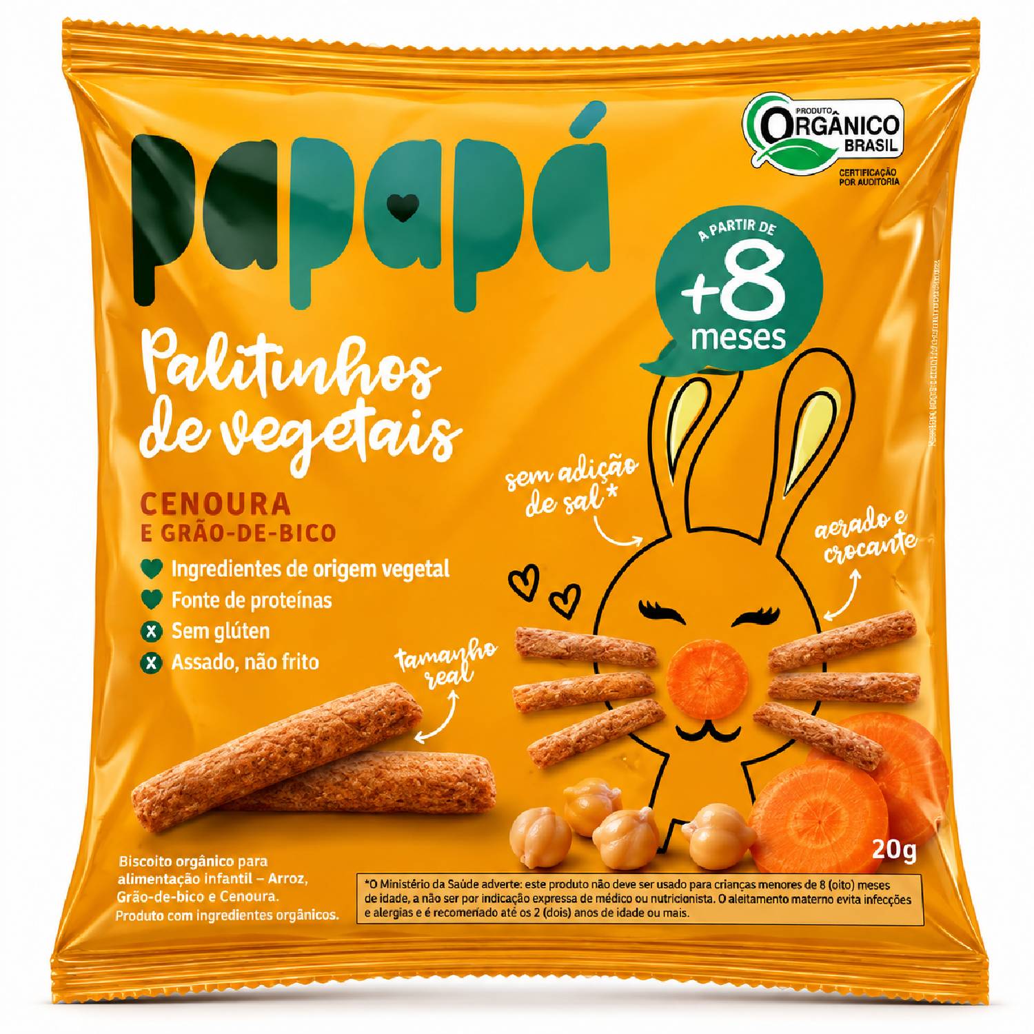 Palitinho Orgânico de Cenoura PAPAPÁ 20g