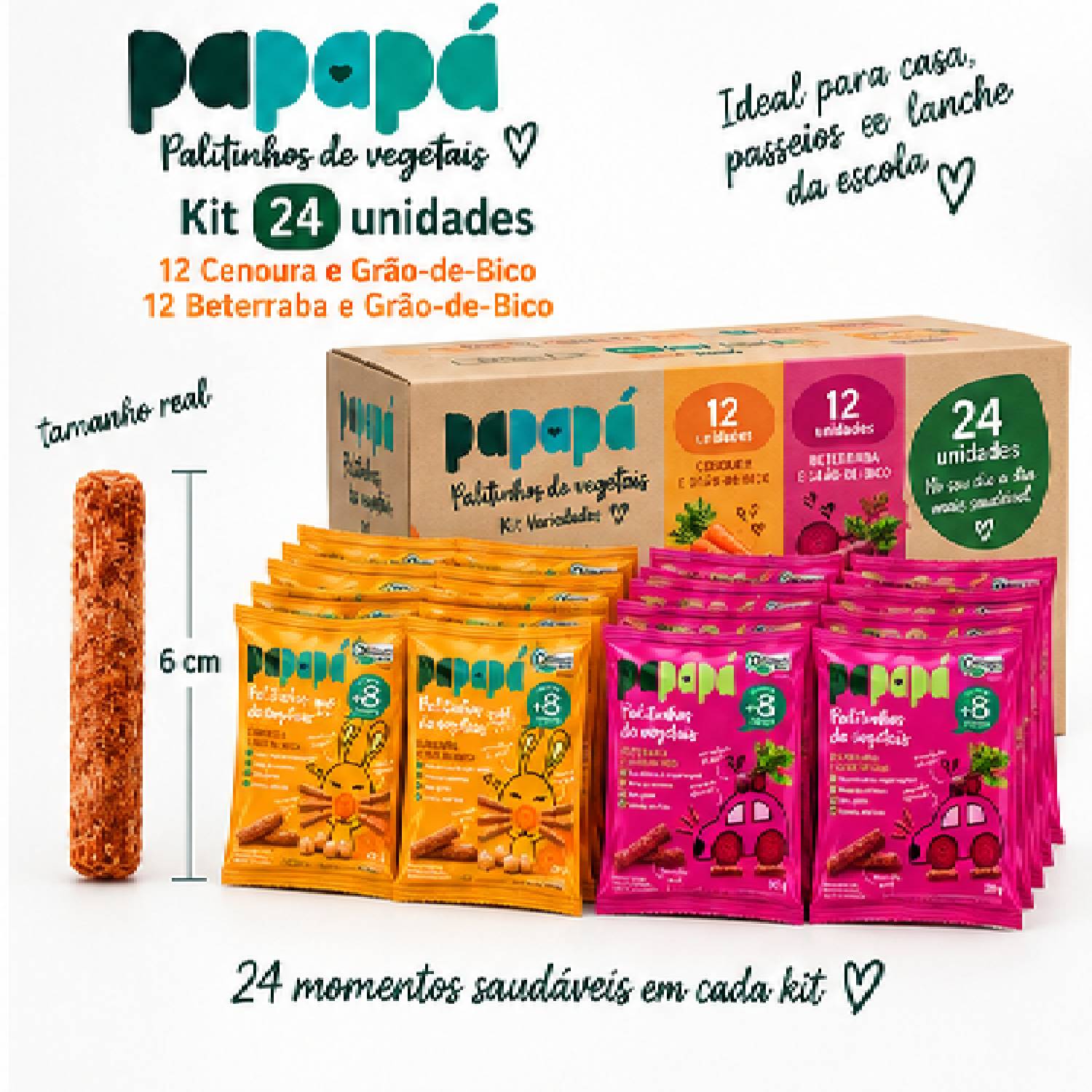 Kit Escolar 24 Palitinho Orgânico PAPAPÁ Cenoura e Beter 20g foto 5