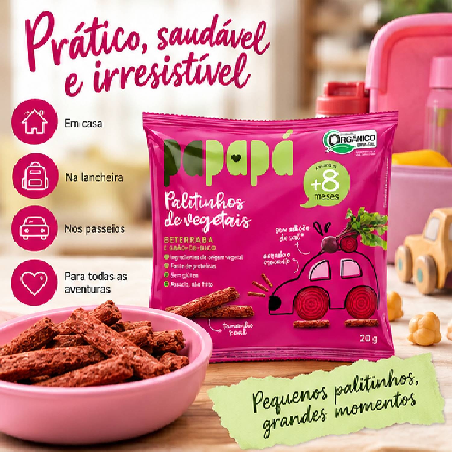 Kit Escolar 24 Palitinho Orgânico PAPAPÁ Cenoura e Beter 20g foto 9