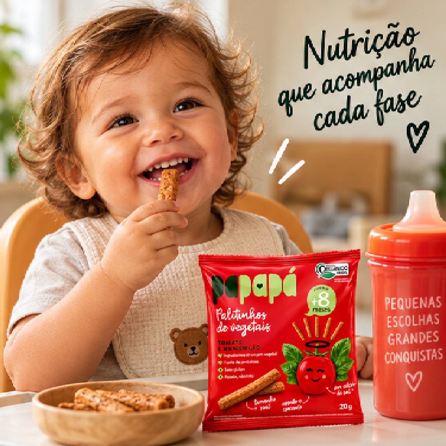 Palitinho Orgânico de Tomate e Manjericão PAPAPÁ 20g foto 3