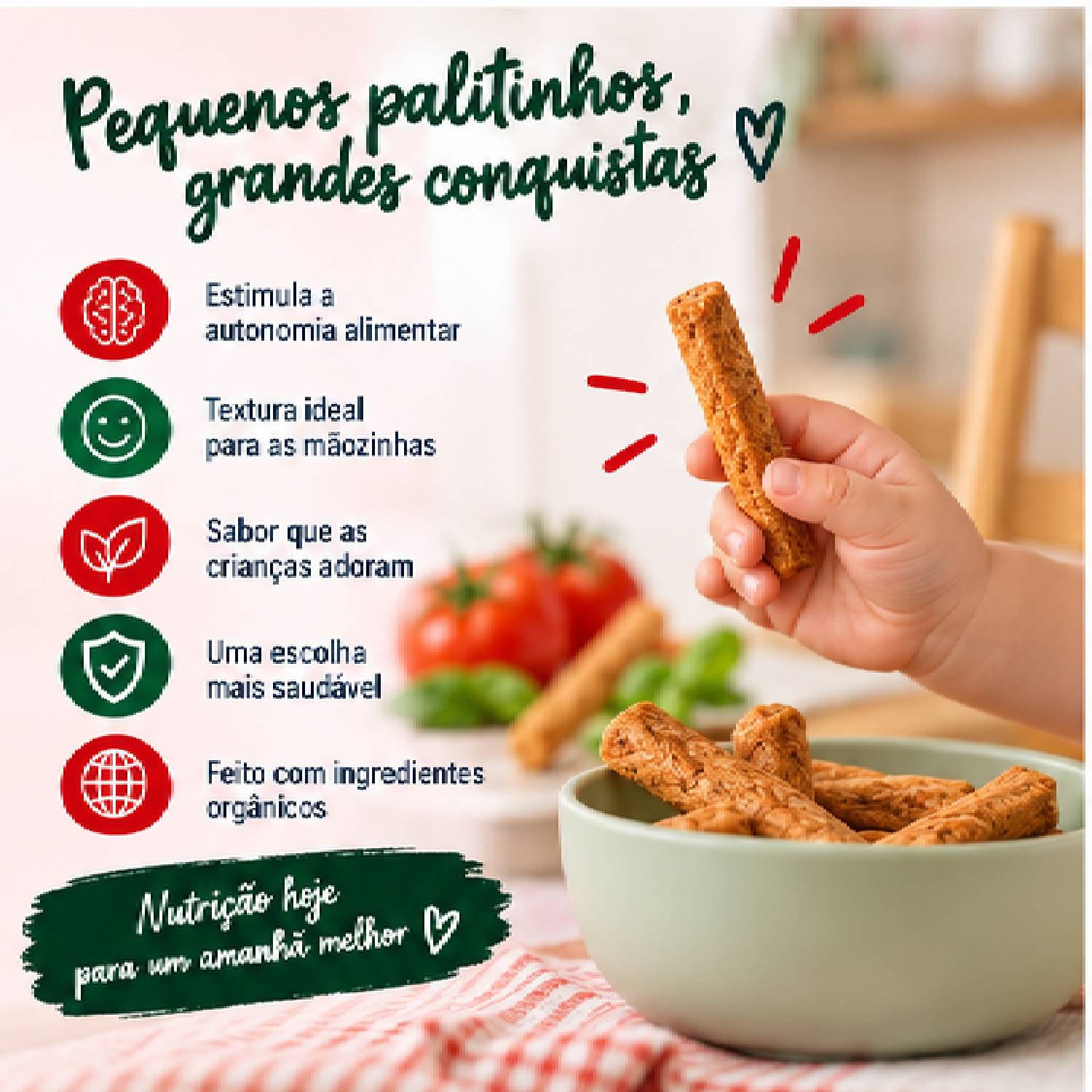 Palitinho Orgânico de Tomate e Manjericão PAPAPÁ 20g foto 4
