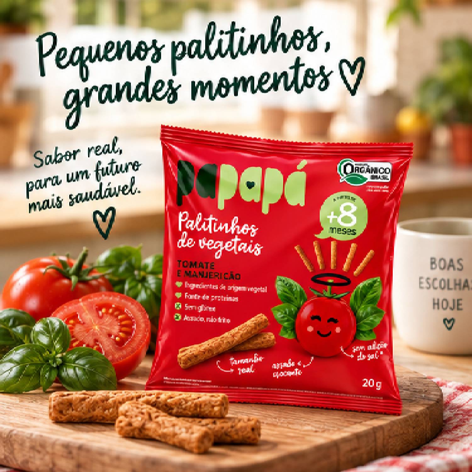 Kit 6 Palitinho Orgânico de Tomate e Manjericão PAPAPÁ 20g foto 6