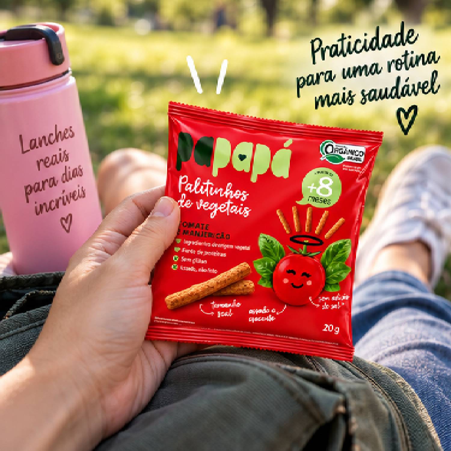 Kit 6 Palitinho Orgânico de Tomate e Manjericão PAPAPÁ 20g foto 7
