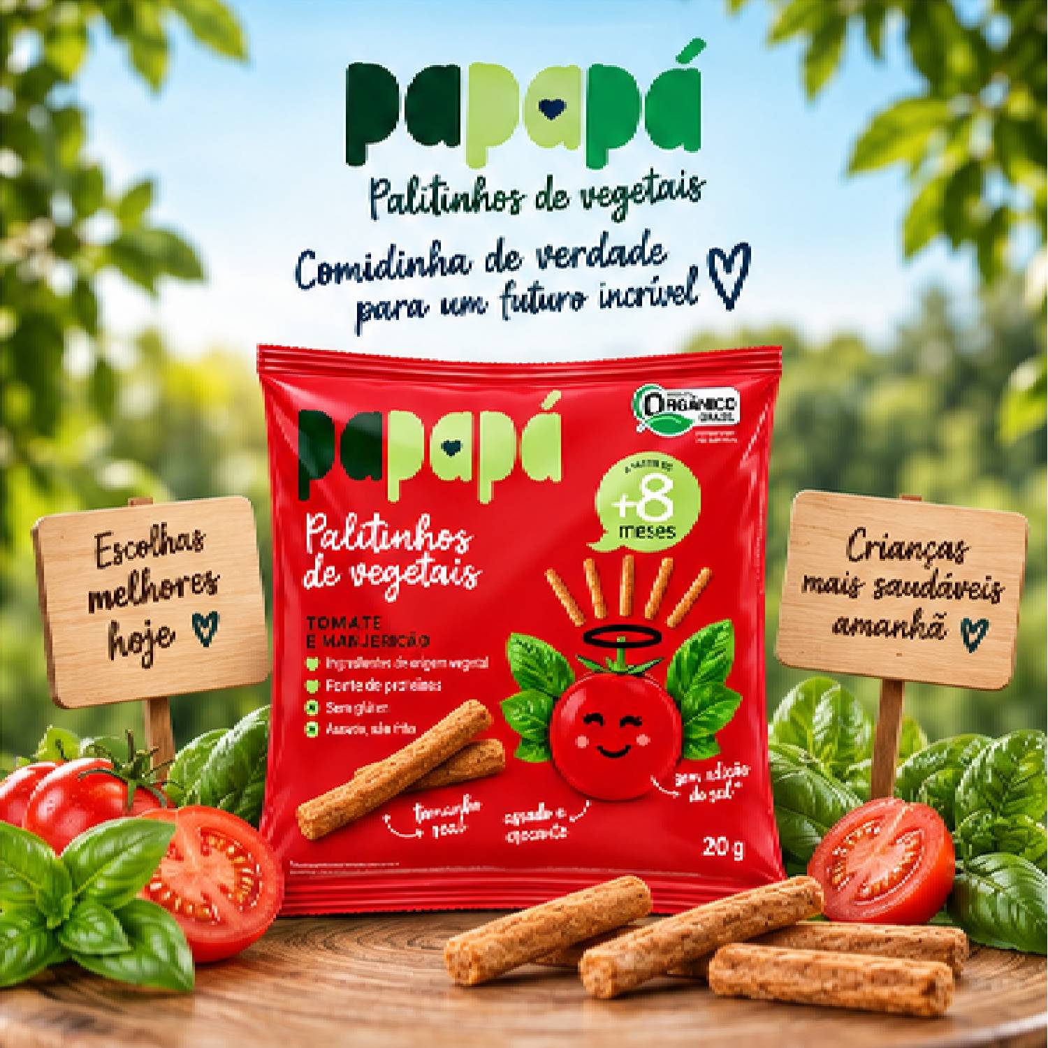 Kit 12 Palitinho Orgânico de Tomate e Manjericão PAPAPÁ 20g foto 8