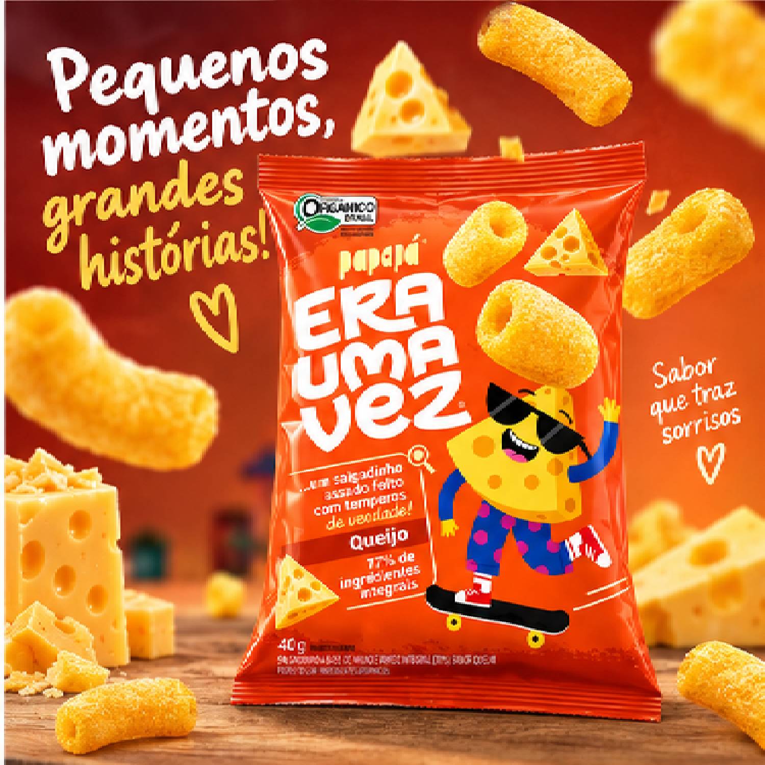 Kit 6 Salgadinho Int. Orgânico Queijo PAPAPÁ Era Uma Vez 40g foto 8