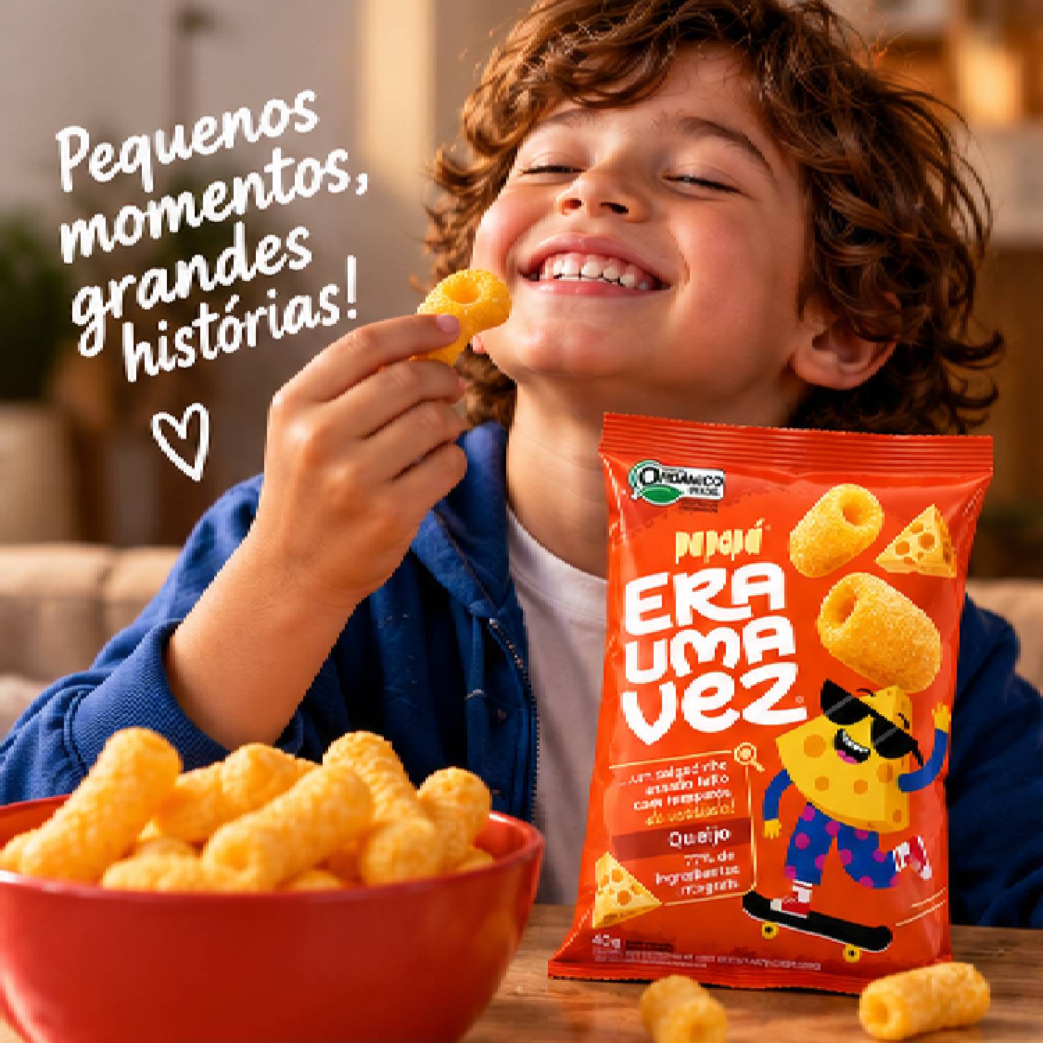 Kit 12 Salgadinho Int Orgânico Queijo PAPAPÁ Era Uma Vez 40g foto 4