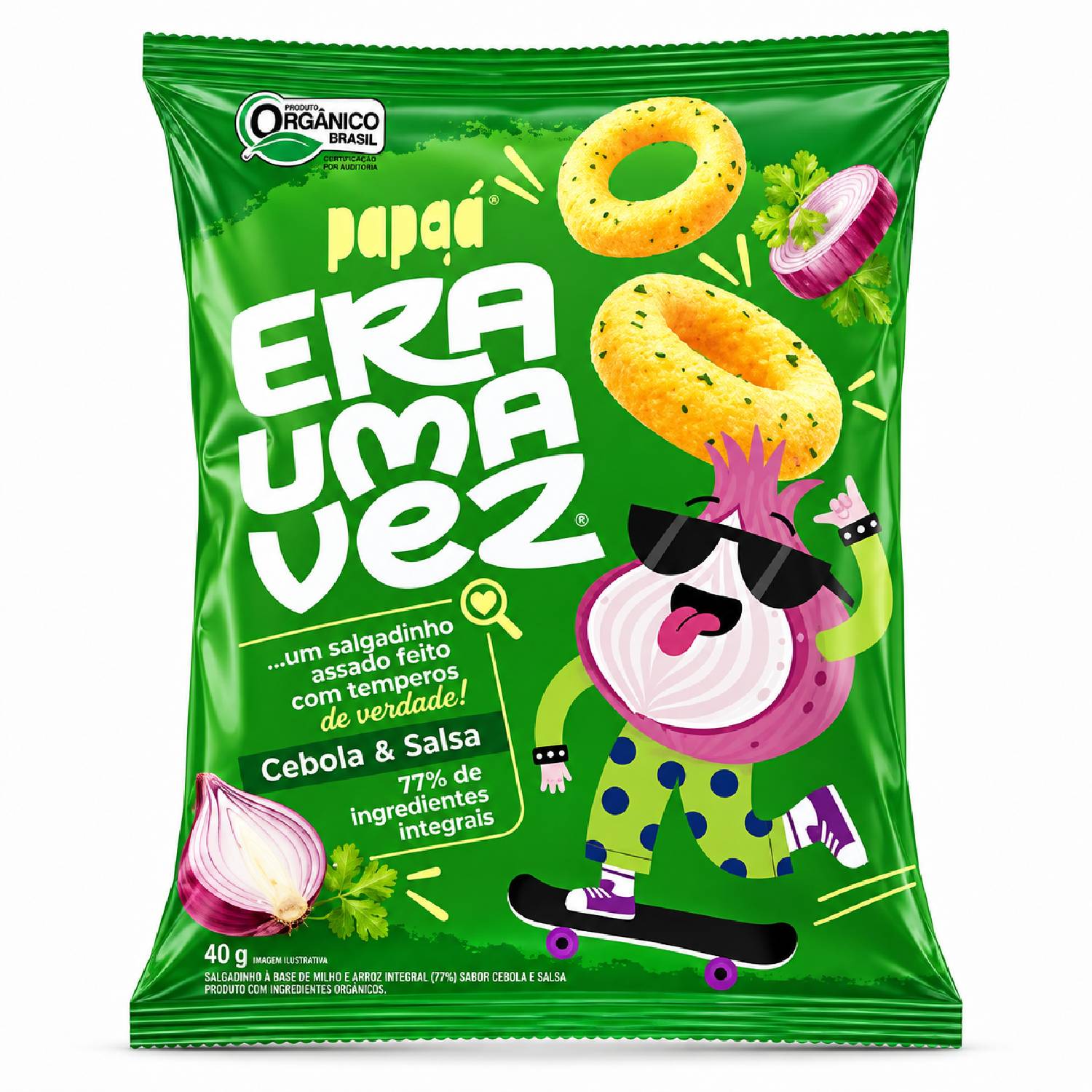Salgadinho Integral Orgânico Cebola e Salsa PAPAPÁ 40g