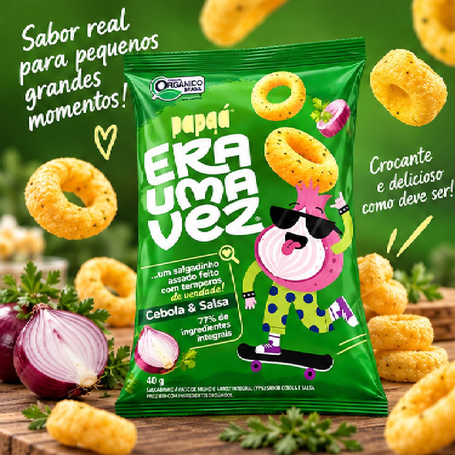 Salgadinho Integral Orgânico Cebola e Salsa PAPAPÁ 40g foto 7