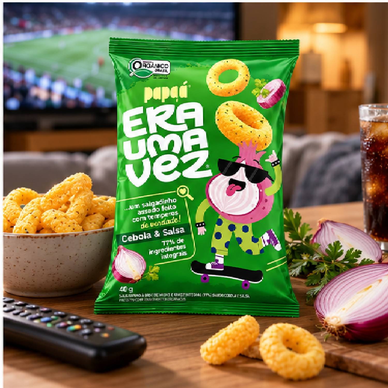 Kit  12 Salgadinho Integral Orgânico Cebola Salsa PAPAPÁ 40g foto 5